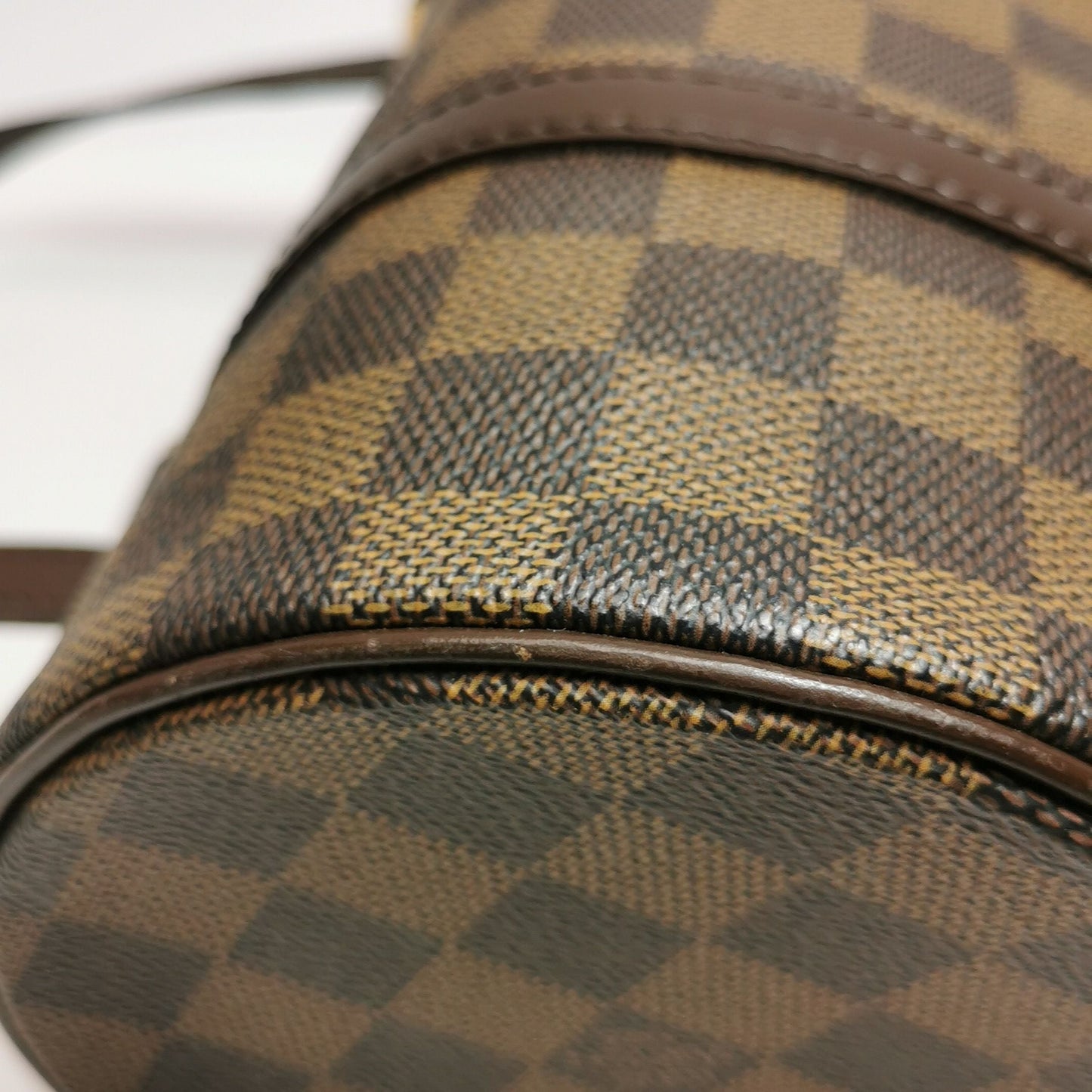 Preloved GLM-Papillon Medium Checkered Canvas Round Barrel Bag 250425781165294