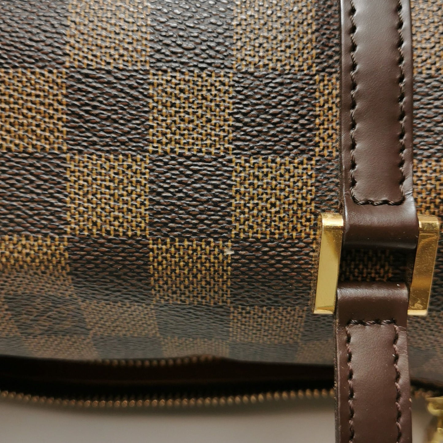 Preloved GLM-Papillon Medium Checkered Canvas Round Barrel Bag 250425781165294