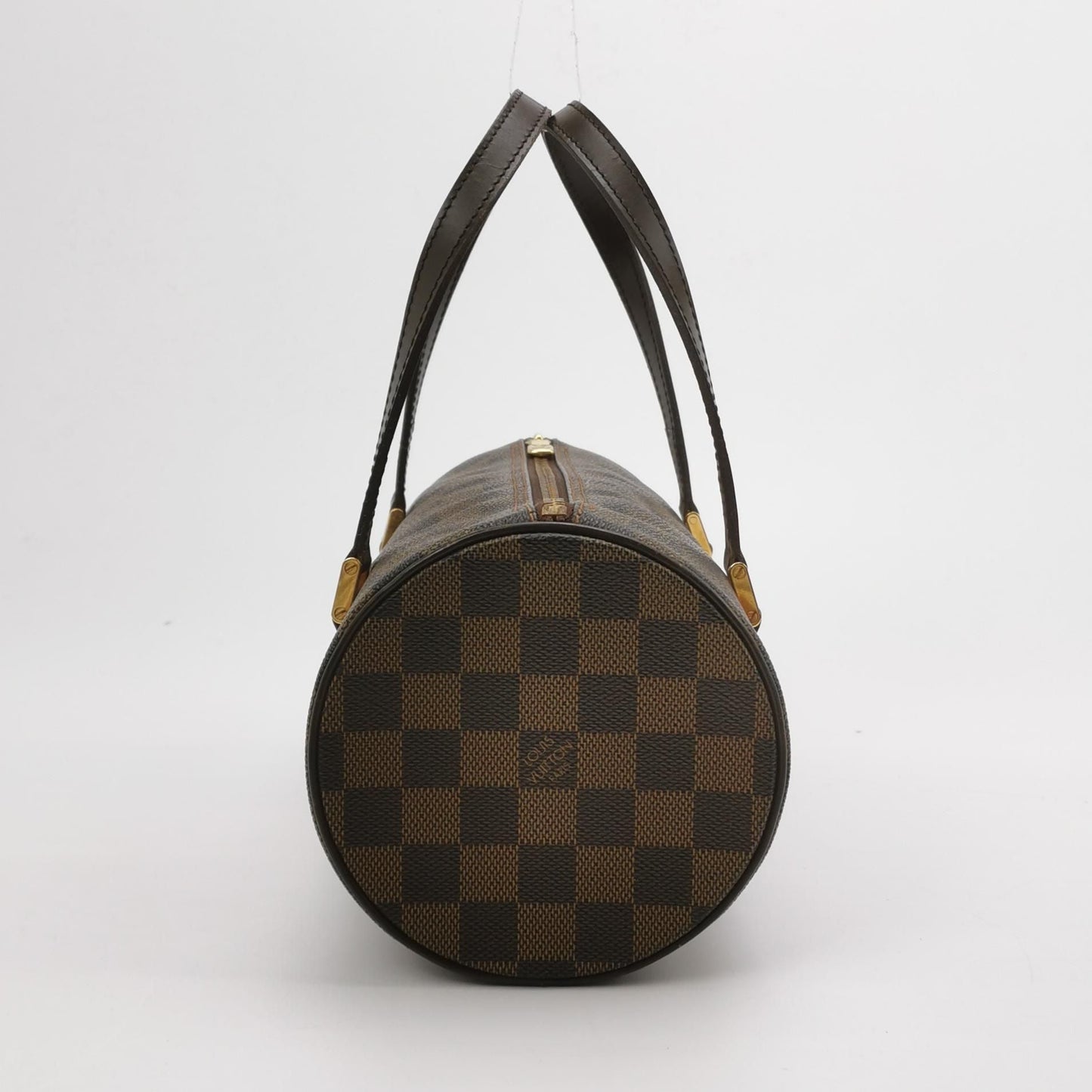 Preloved GLM-Papillon Medium Checkered Canvas Round Barrel Bag 250425781165294