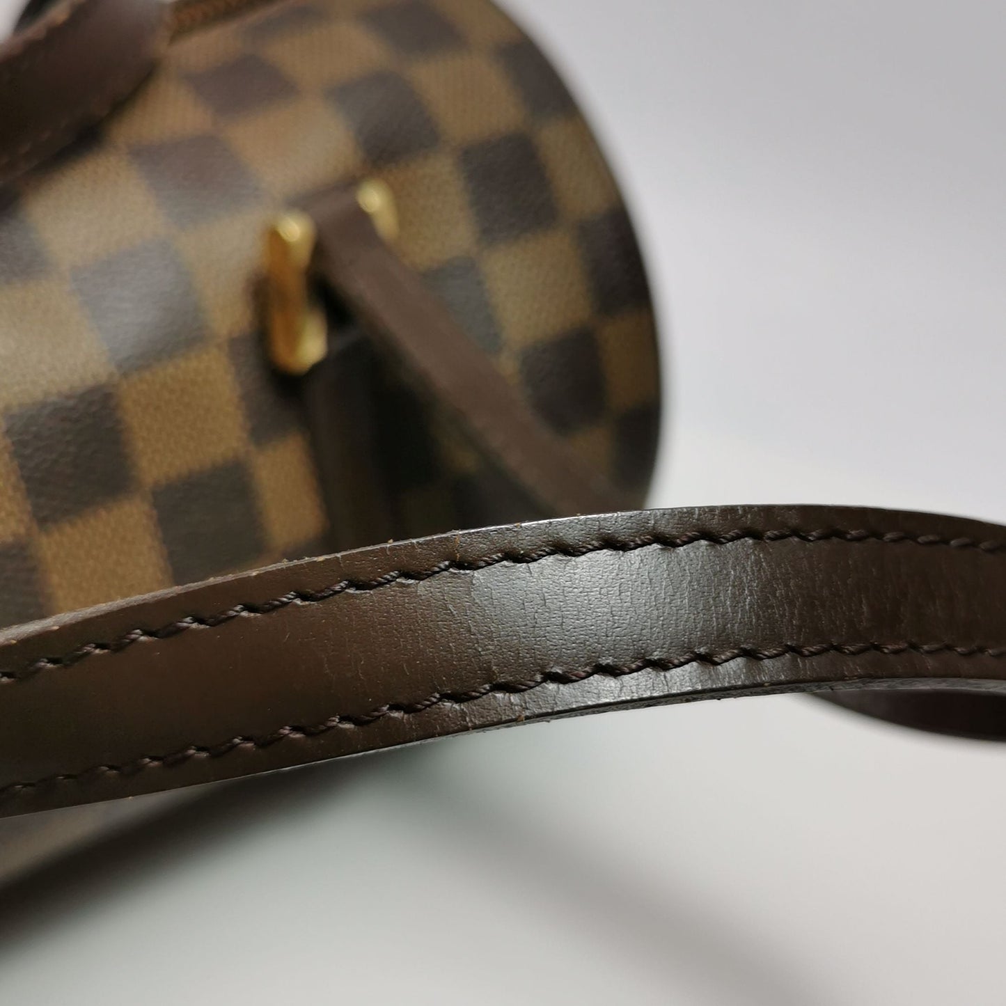 Preloved GLM-Papillon Medium Checkered Canvas Round Barrel Bag 250425781165294