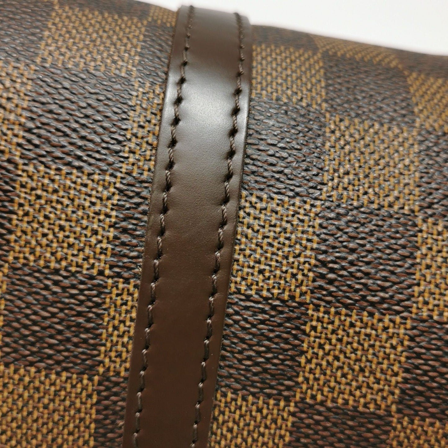 Preloved GLM-Papillon Medium Checkered Canvas Round Barrel Bag 250425781165294