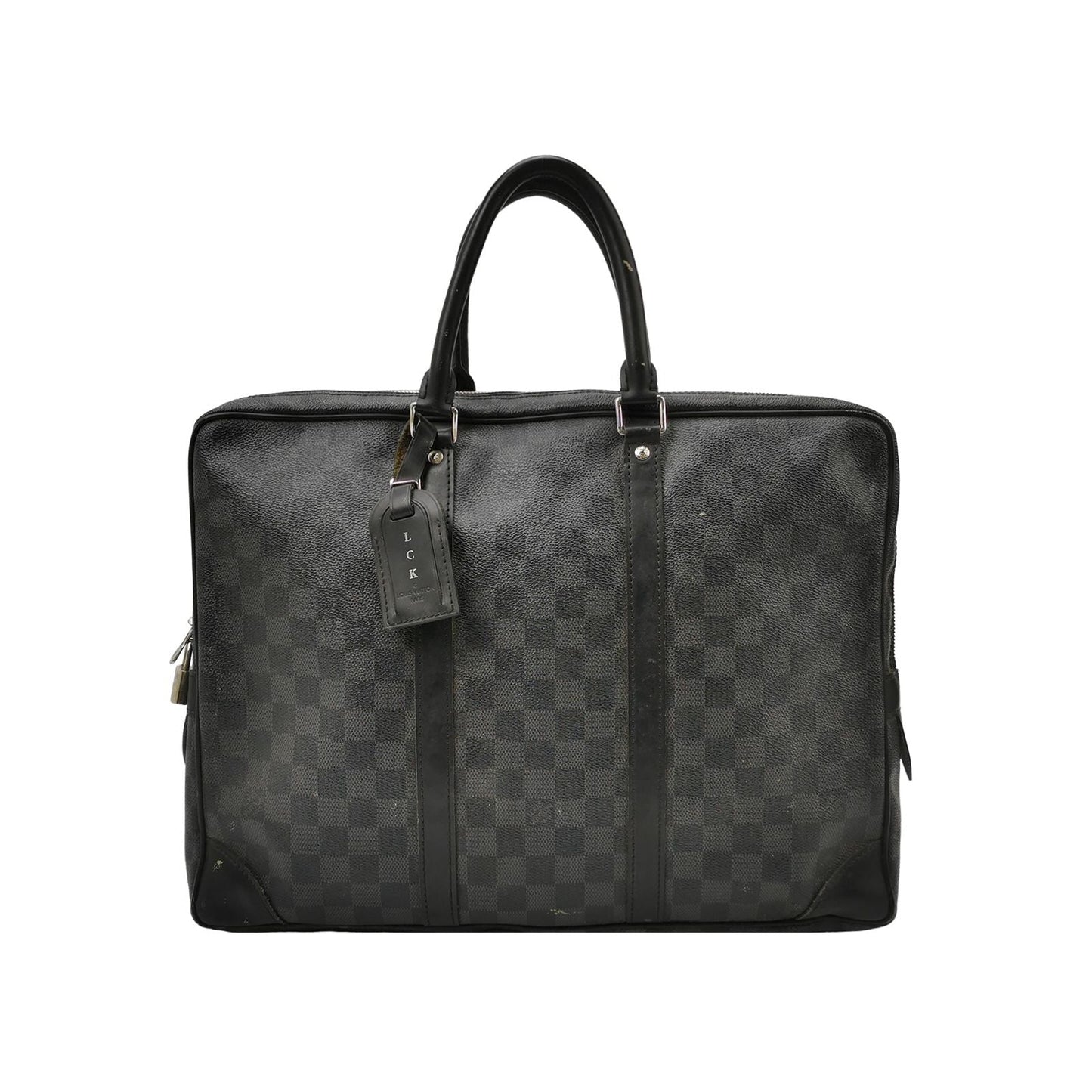 Preloved GLM-Porte-Documents Voyage Leather Checkerboard Handbag 250425781165245