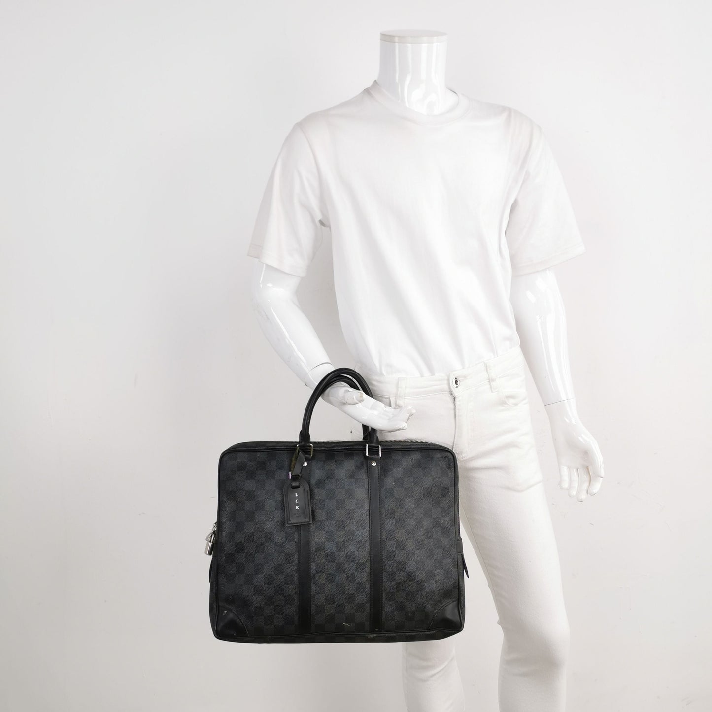 Preloved GLM-Porte-Documents Voyage Leather Checkerboard Handbag 250425781165245
