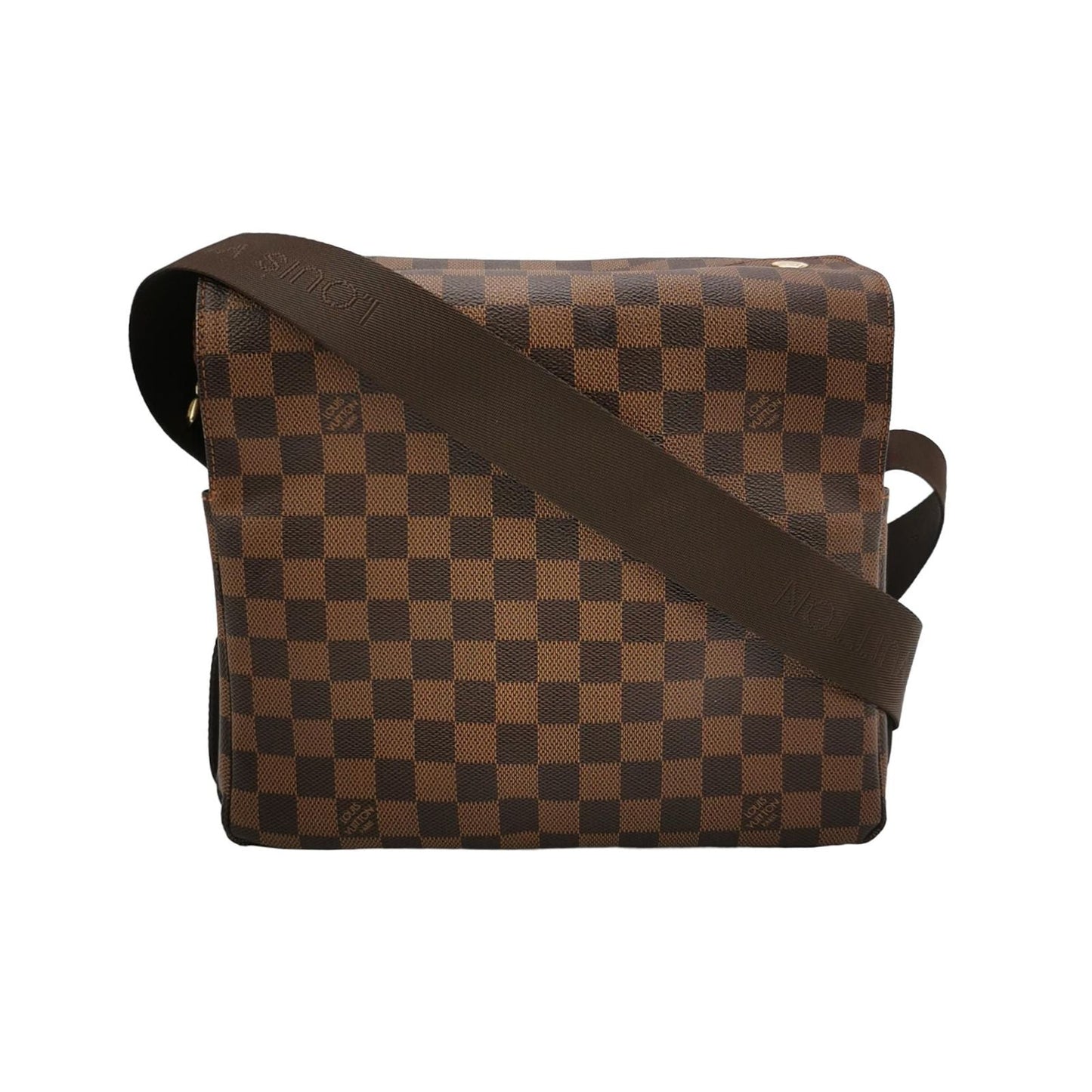 Preloved GLM-Naviglio Leather Check Pattern Flap Messenger Crossbody Bag 250426781166650