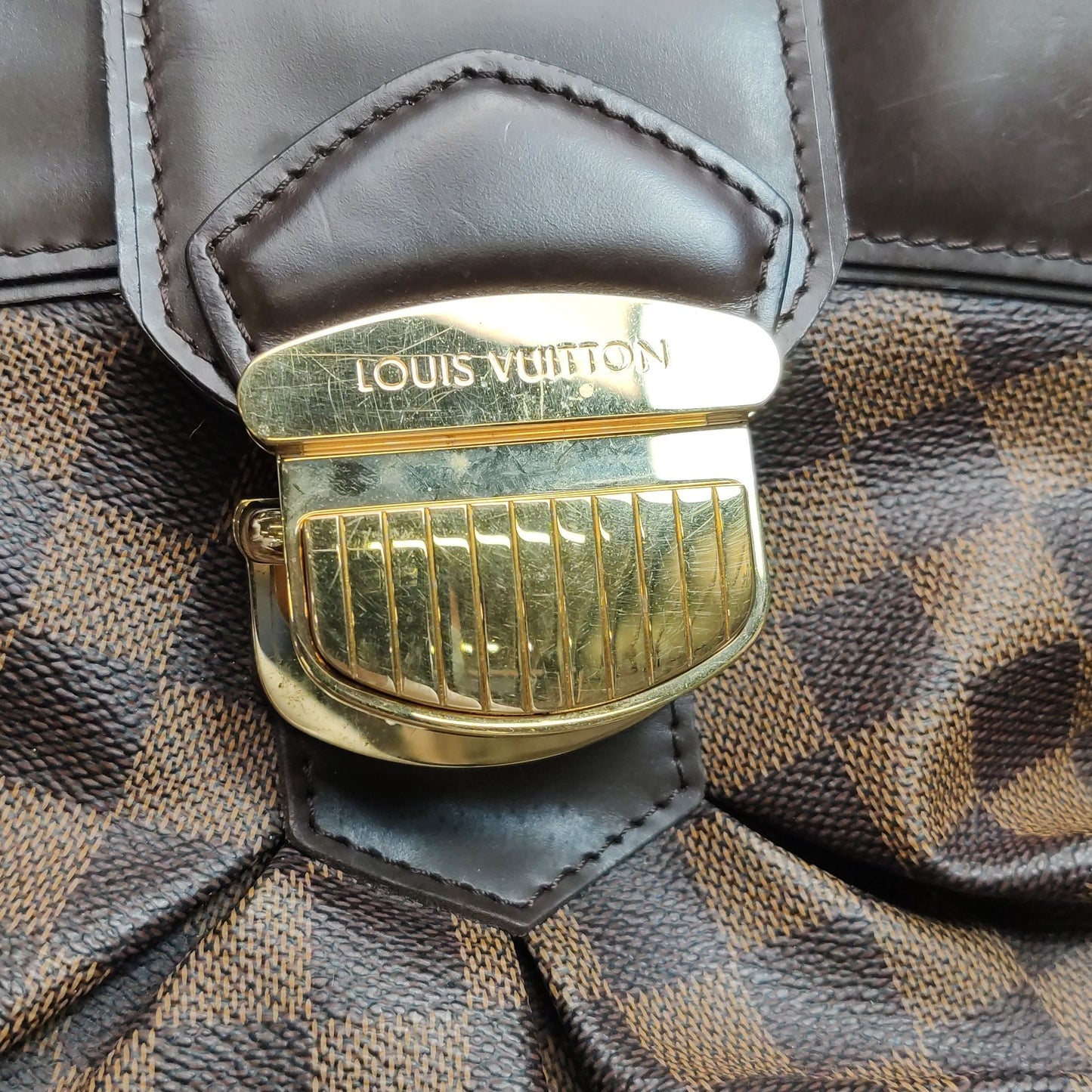 Preloved GLM-Sistina Large Checkered Push Lock Shoulder Bag 250423781161112