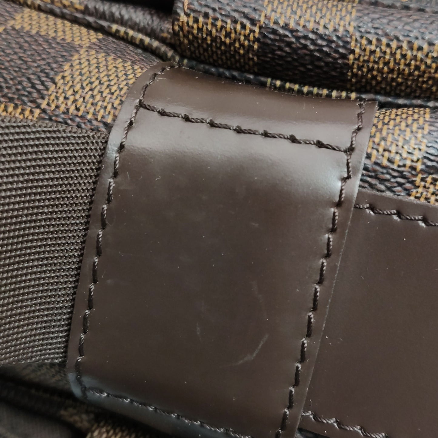 Preloved GLM-Naviglio Leather Checkered Flap Messenger Crossbody Bag 250425781164659