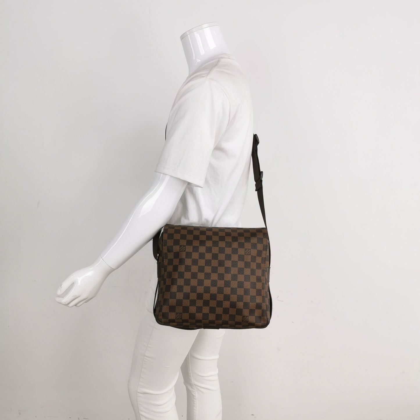 Preloved GLM-Naviglio Leather Checkered Flap Messenger Crossbody Bag 250425781164659