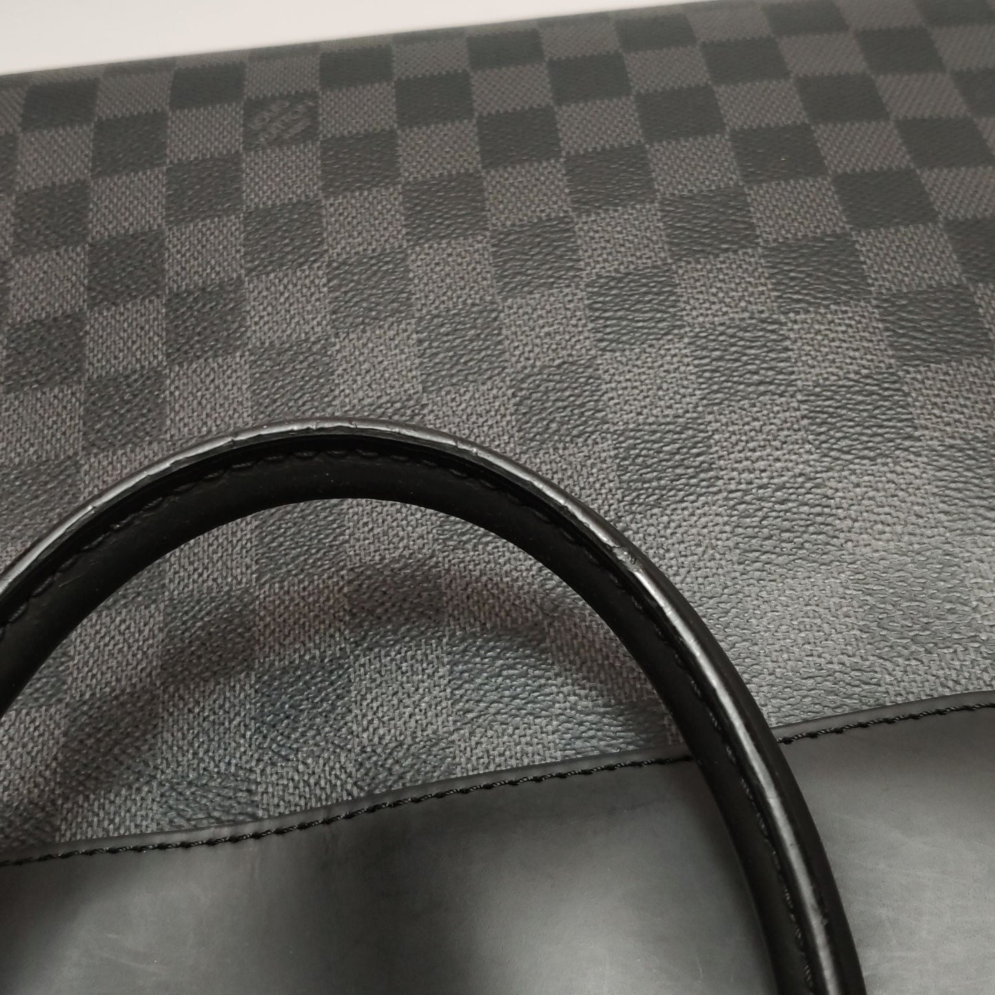 Preloved GLM-Porte-Documents Jour Leather Check Trim Handbag with Chip 250424781163302