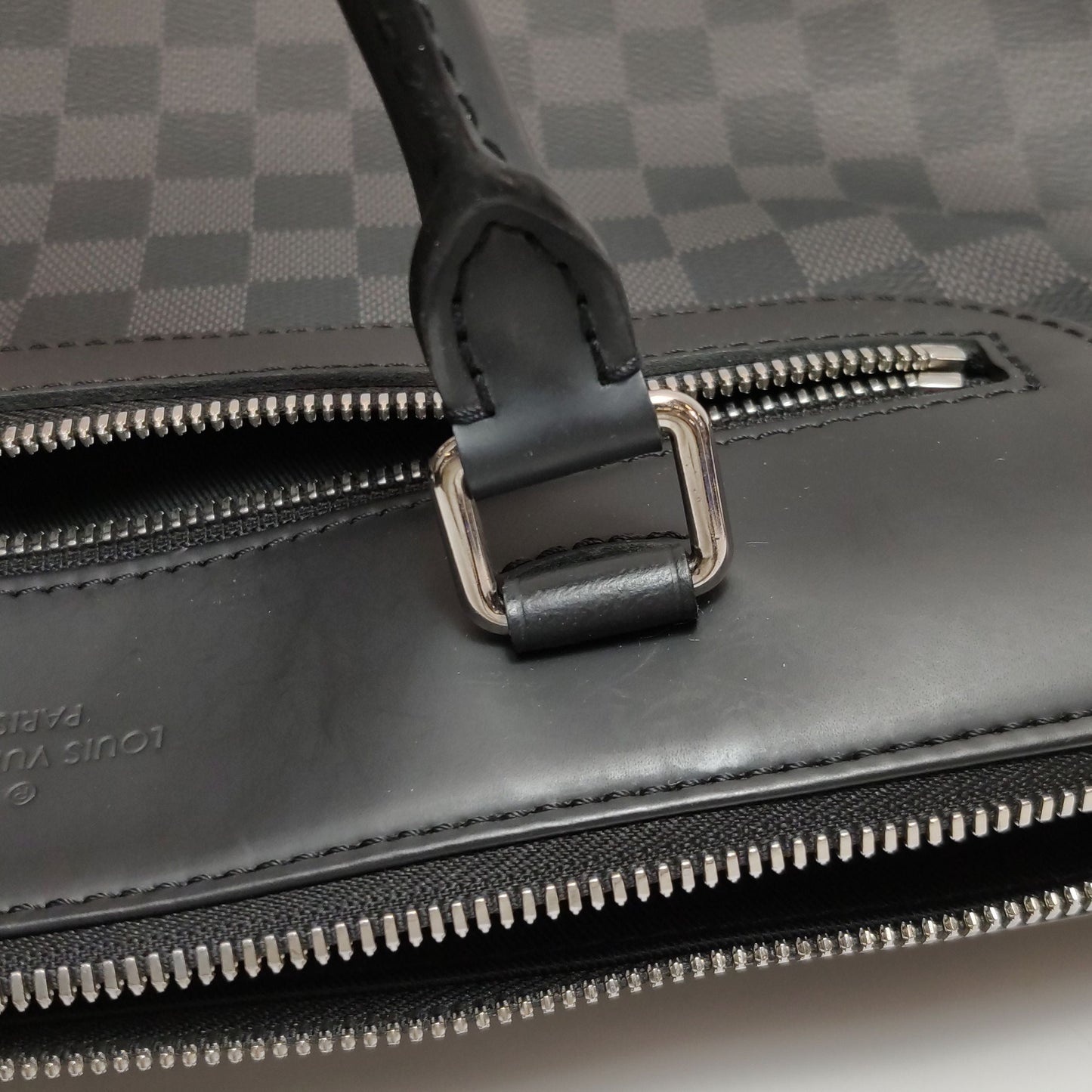 Preloved GLM-Porte-Documents Jour Leather Check Trim Handbag with Chip 250424781163302