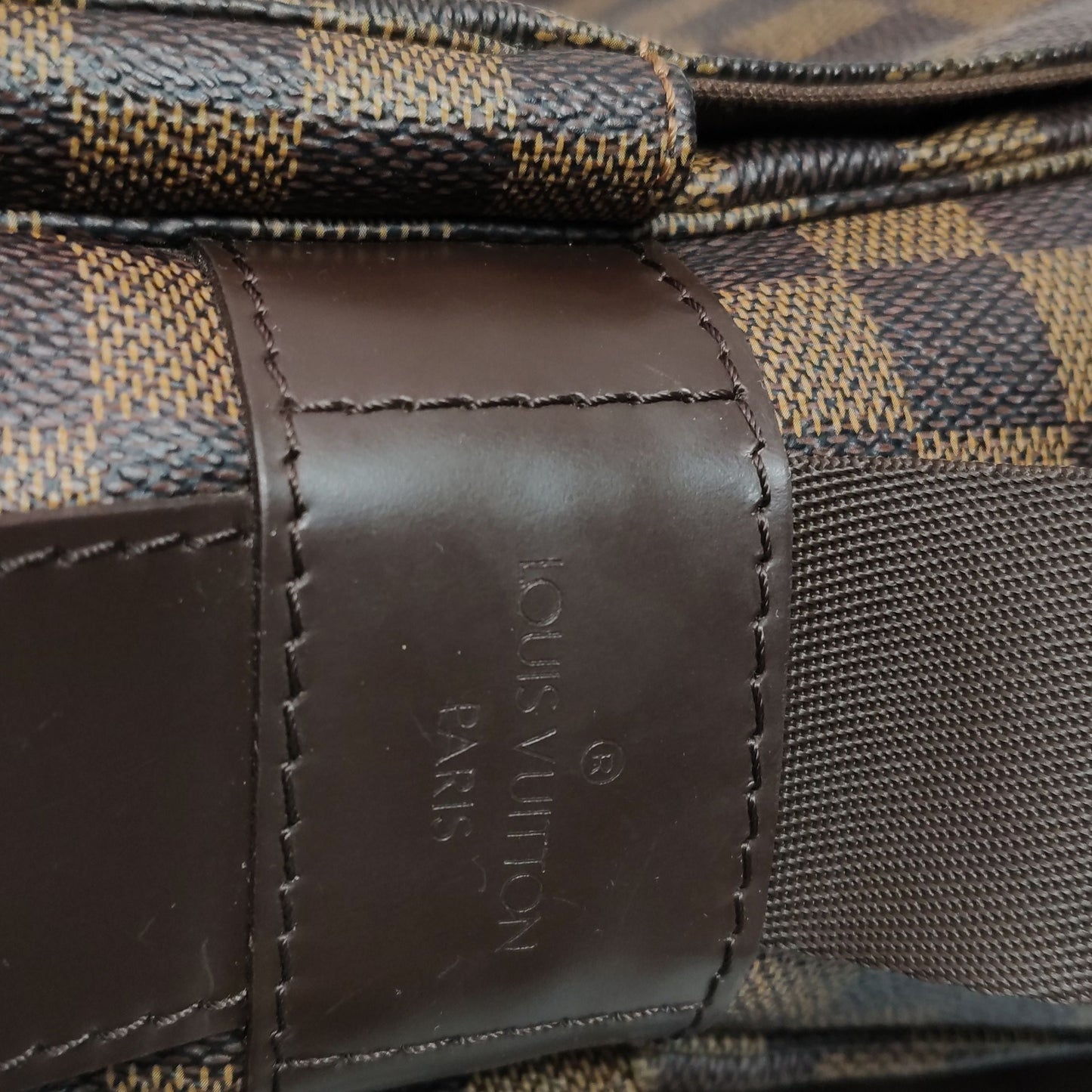Preloved GLM-Naviglio Leather Checkered Flap Messenger Crossbody Bag 250425781164659