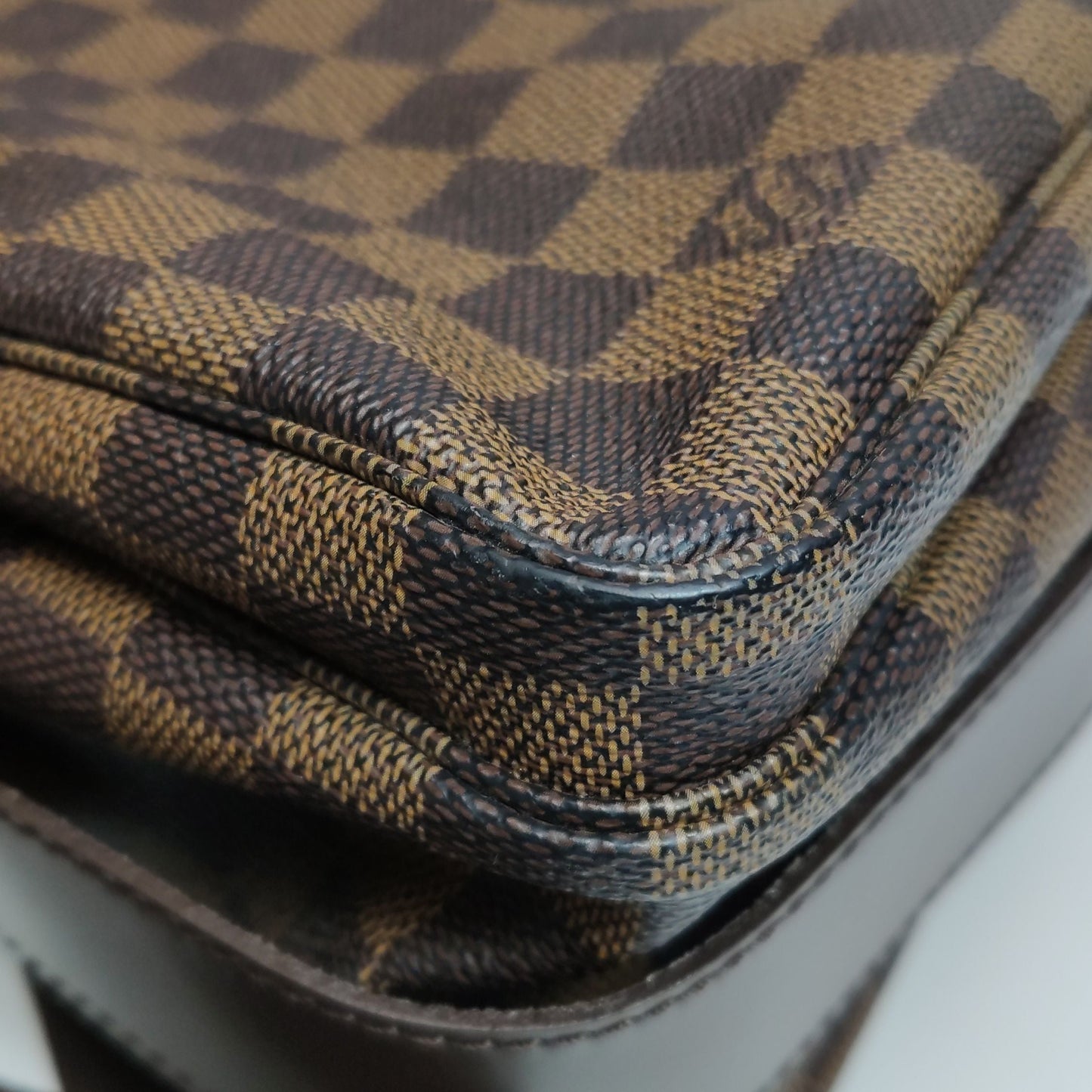 Preloved GLM-Naviglio Leather Checkered Flap Messenger Crossbody Bag 250425781164659