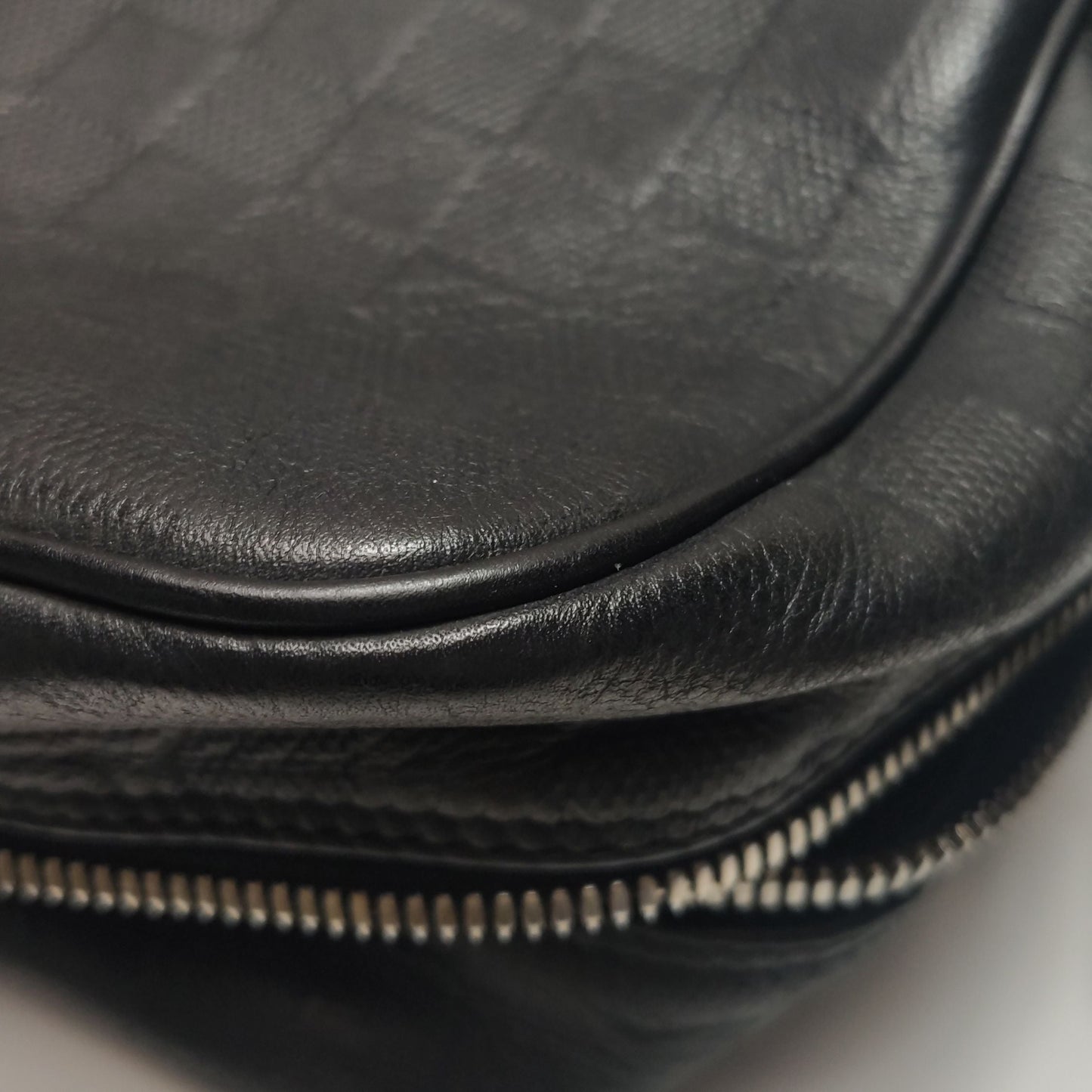 Preloved GLM-Porte Documents Leather Check Pattern Zipper Briefcase Shoulder Bag 250422781159715