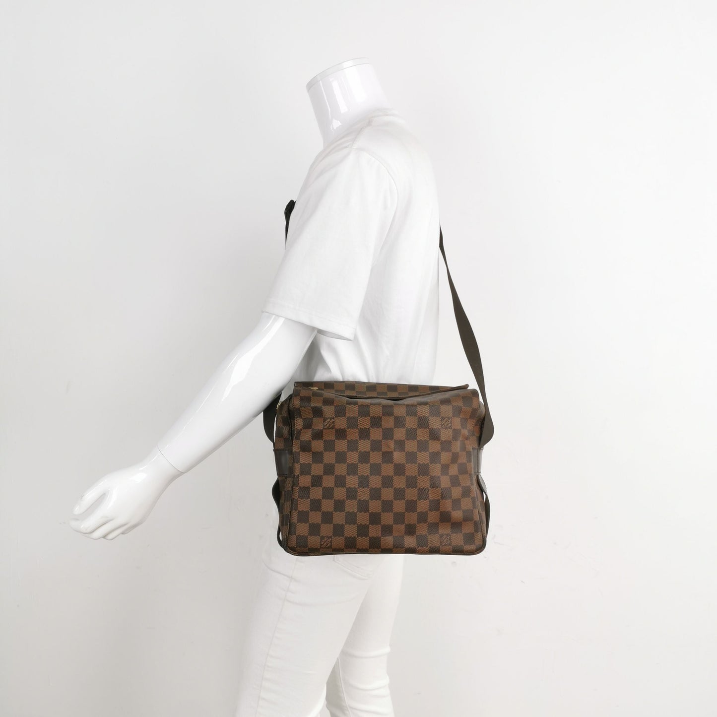 Preloved GLM-Naviglio Leather Checkered Flap Messenger Crossbody Bag 250420781157373