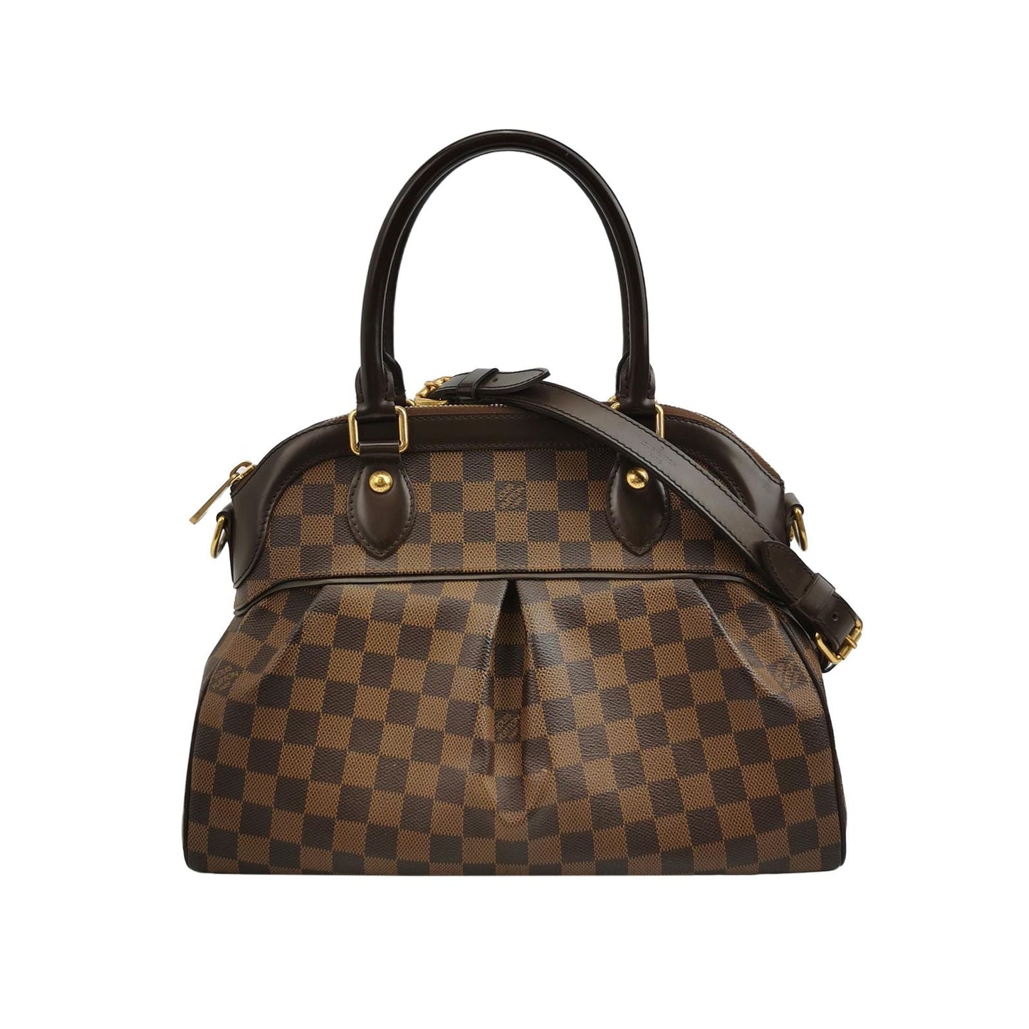 Preloved GLM-Trevi Leather Checkered Pleated Handbag Shoulder Bag 250418781153938