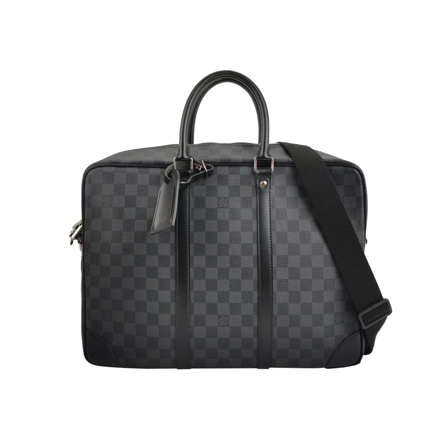 Preloved GLM-Porte Documents Leather Checkerboard Briefcase Crossbody Shoulder Bag 250415781149211