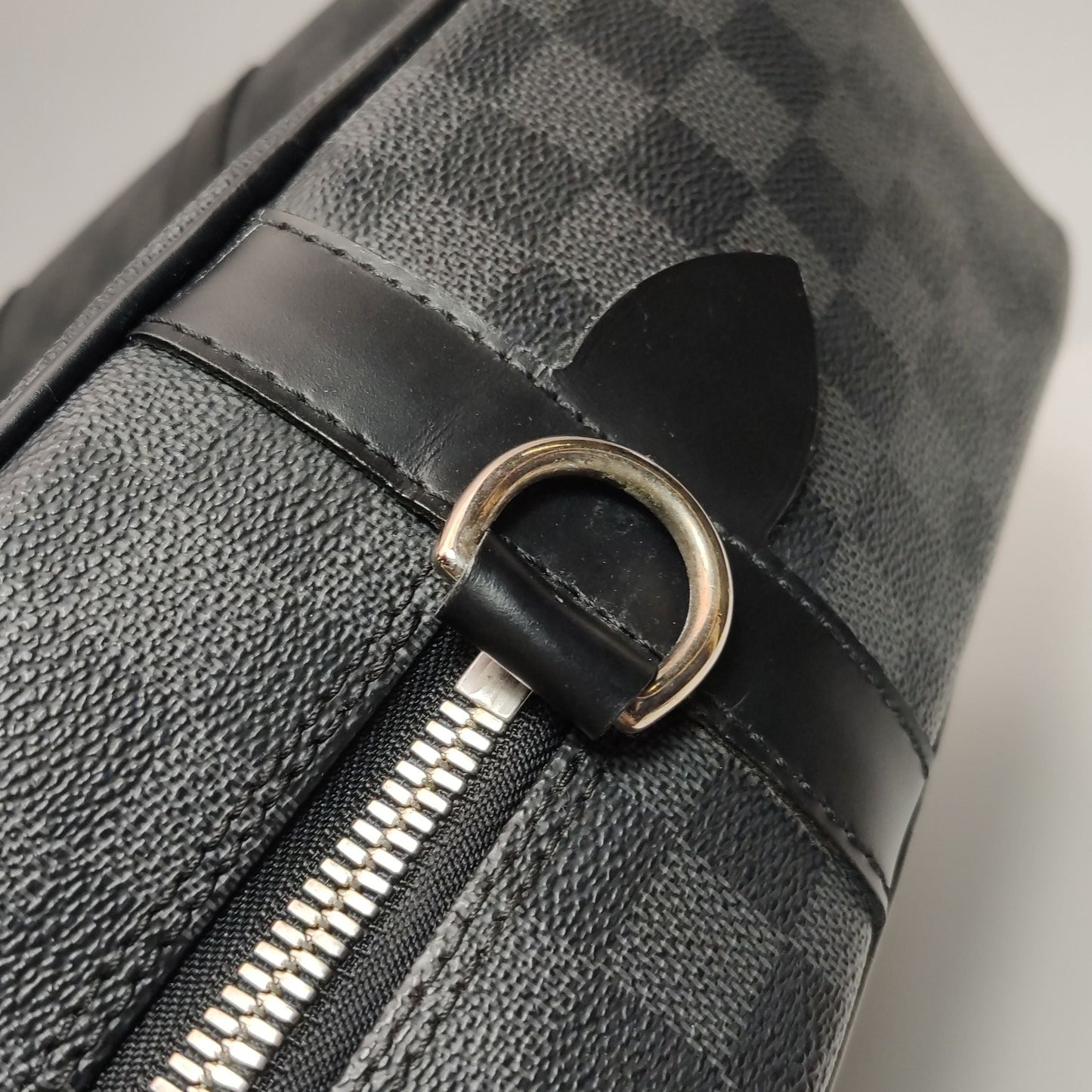 Preloved GLM-Porte Documents Leather Checkerboard Briefcase Crossbody Shoulder Bag 250415781149211