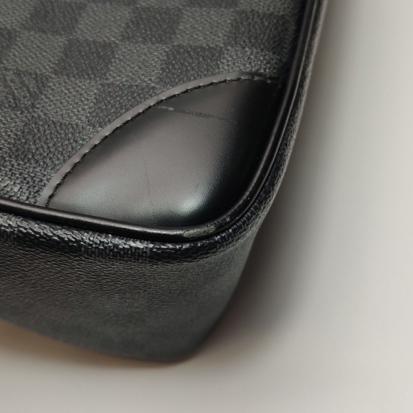 Preloved GLM-Porte Documents Leather Checkerboard Briefcase Crossbody Shoulder Bag 250415781149211