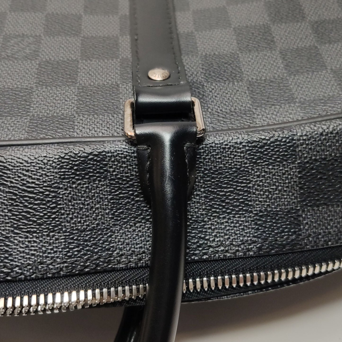 Preloved GLM-Porte Documents Leather Checkerboard Briefcase Crossbody Shoulder Bag 250415781149211