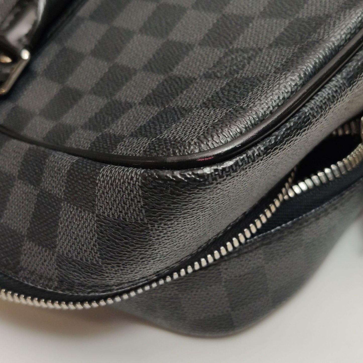 Preloved GLM-Porte Documents Leather Checkerboard Briefcase Crossbody Shoulder Bag 250415781149211