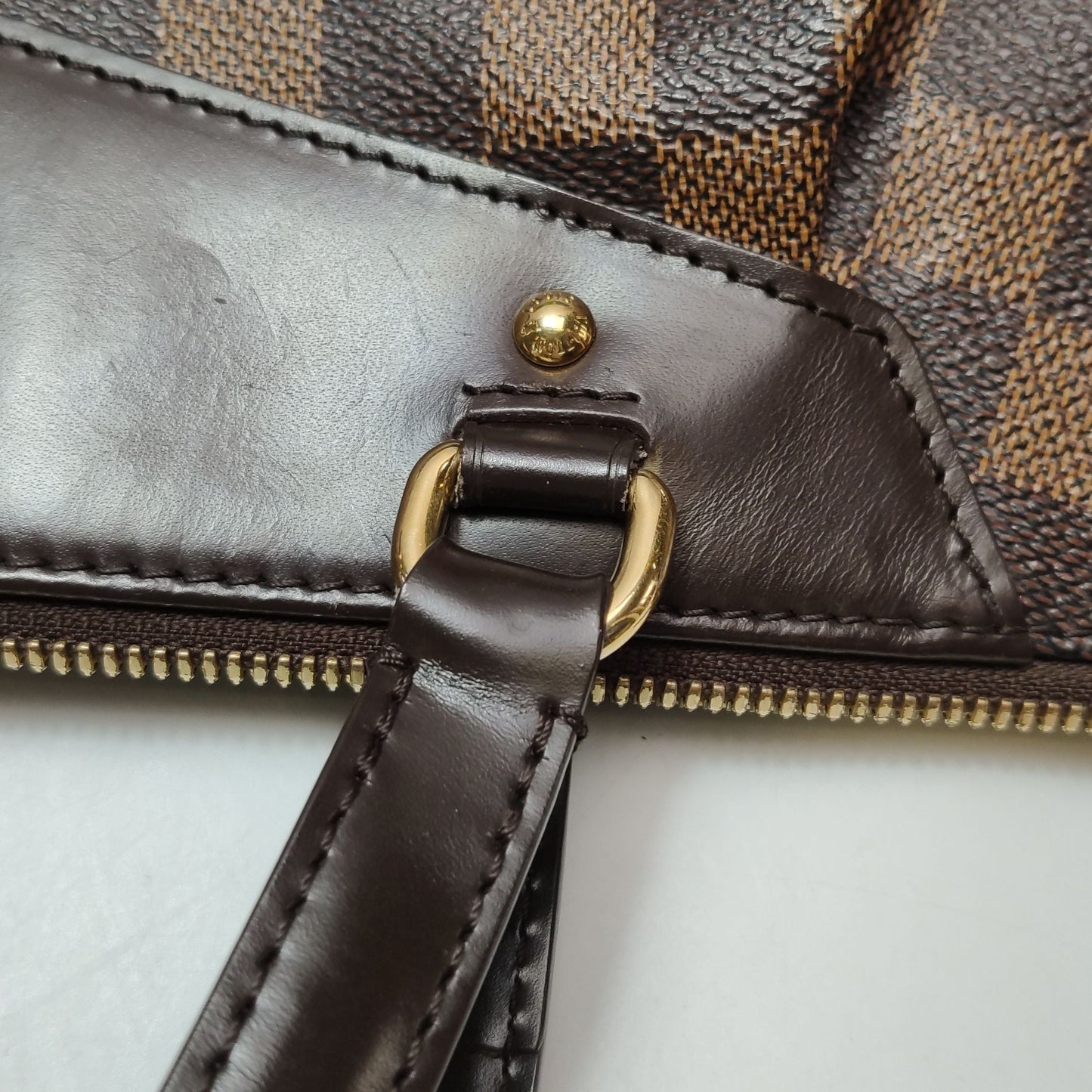 Preloved GLM-Westminster Leather Checkerboard Logo Trim Shoulder Bag 250416781150456