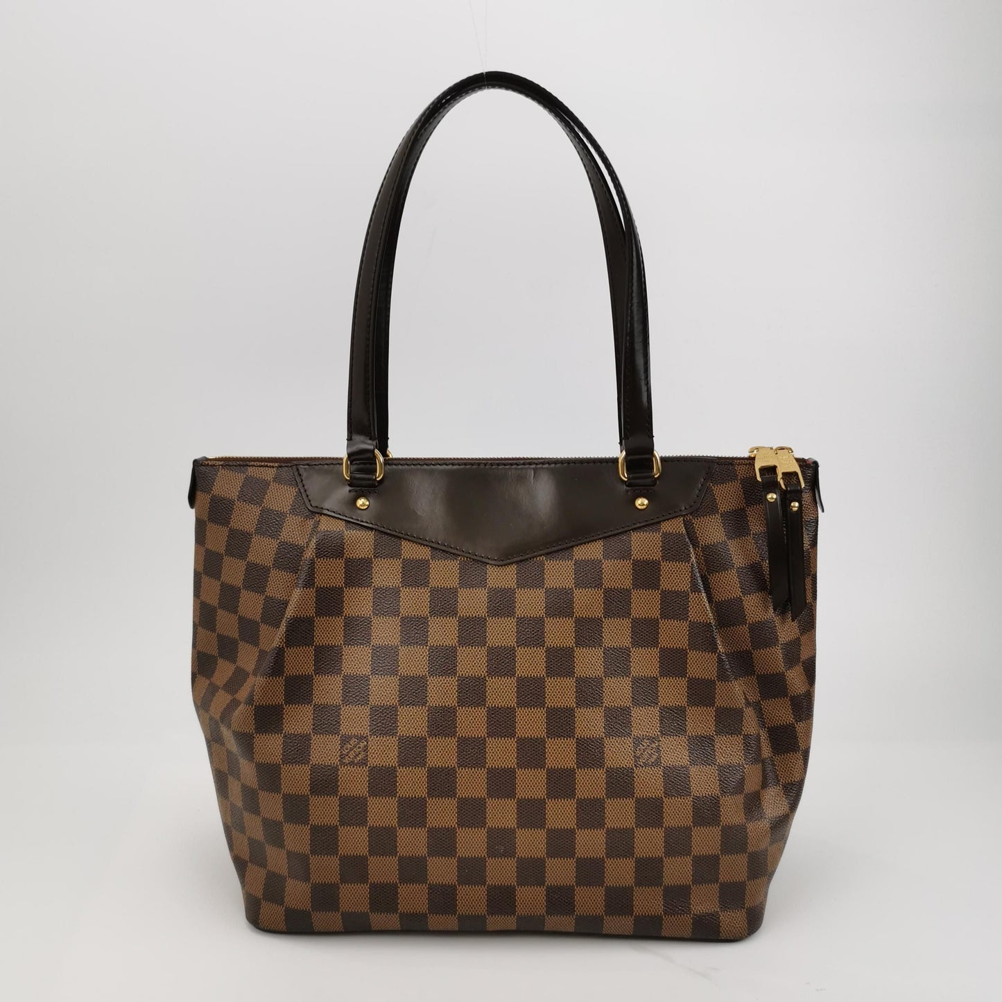 Preloved GLM-Westminster Leather Checkerboard Logo Trim Shoulder Bag 250416781150456