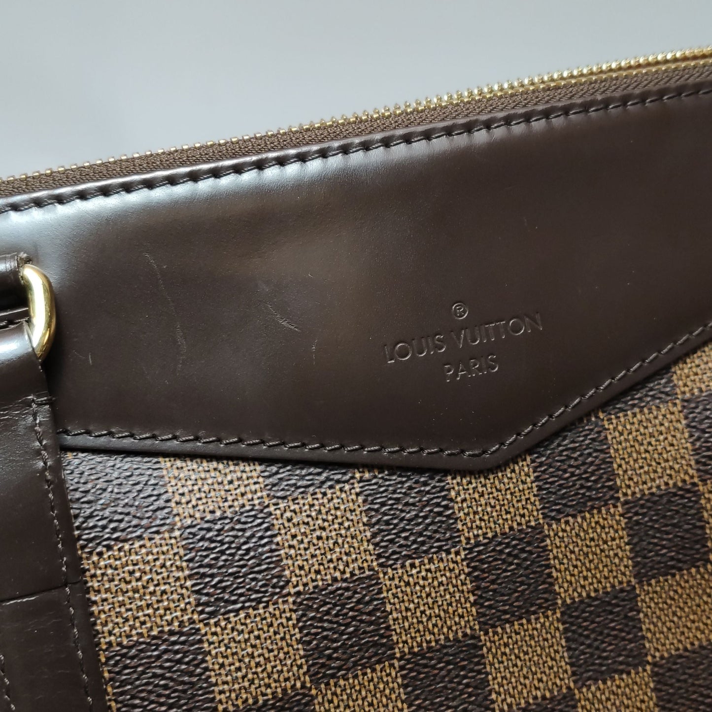 Preloved GLM-Westminster Leather Checkerboard Logo Trim Shoulder Bag 250416781150456