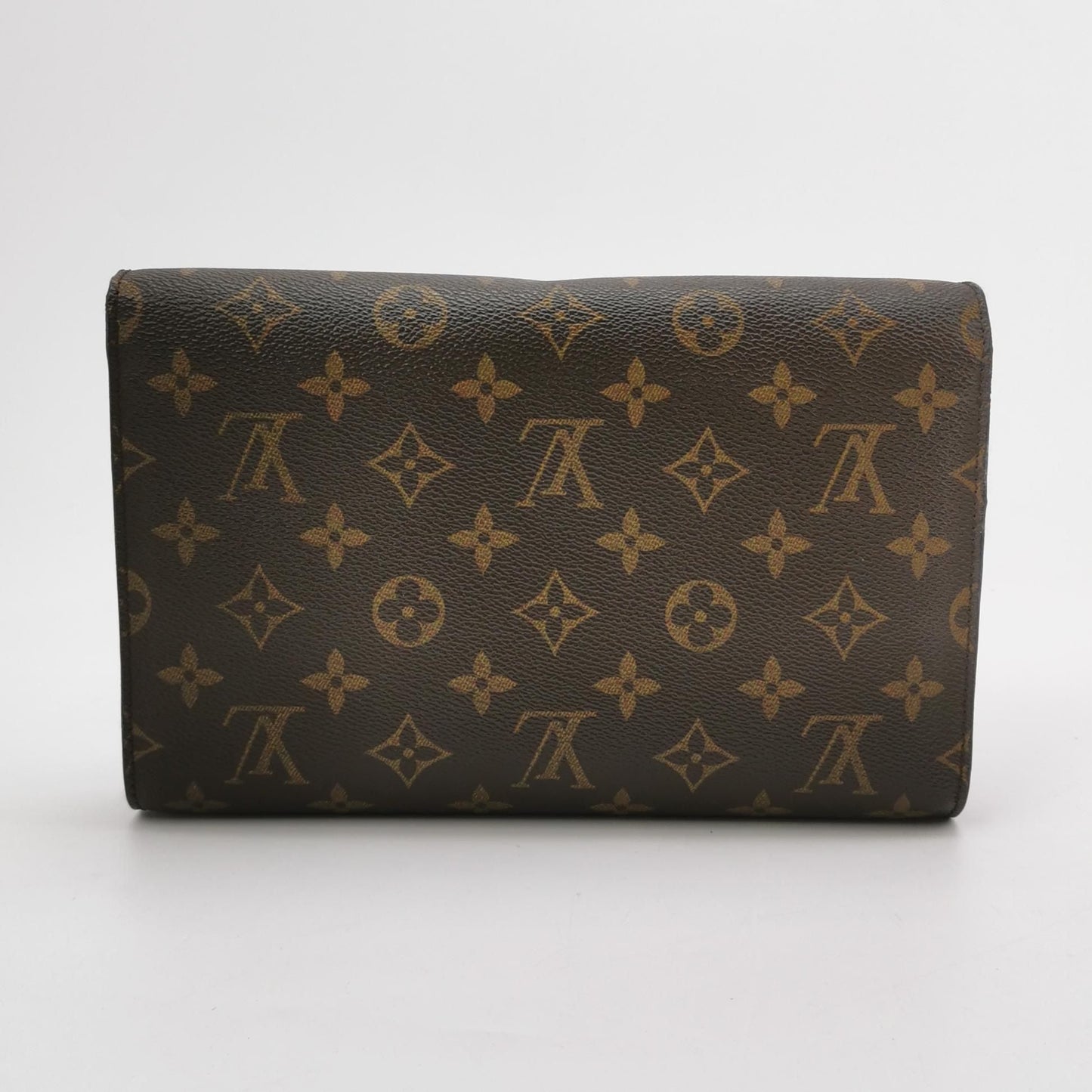 Preloved GLM-Bordeaux Leather Monogram Print  Envelope Crossbody Shoulder Bag 250412781144700
