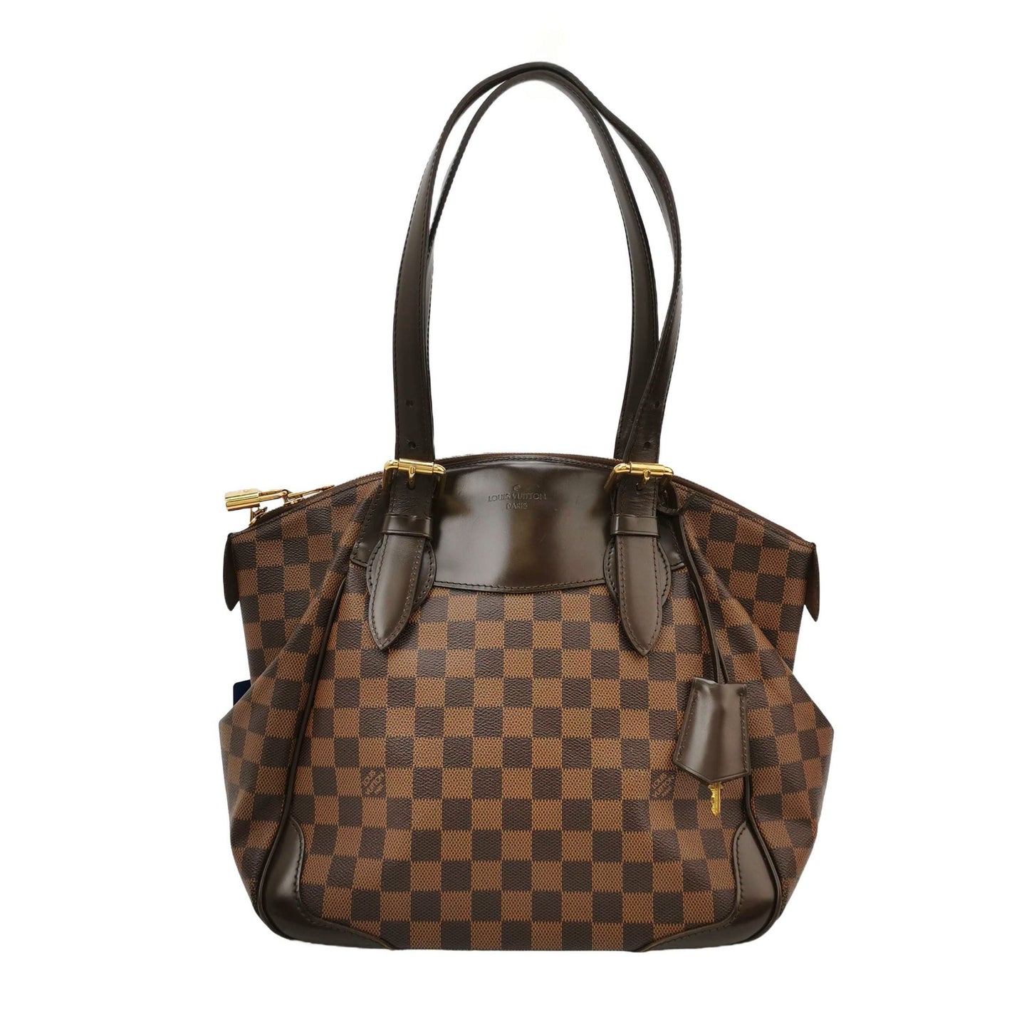 Preloved GLM-Verona Medium Checkered Logo Embellished Tote Shoulder Bag 250410781142264