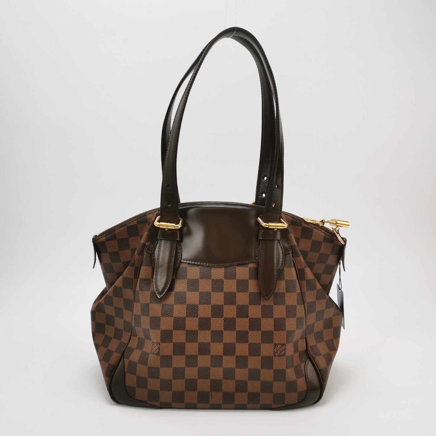 Preloved GLM-Verona Medium Checkered Logo Embellished Tote Shoulder Bag 250410781142264