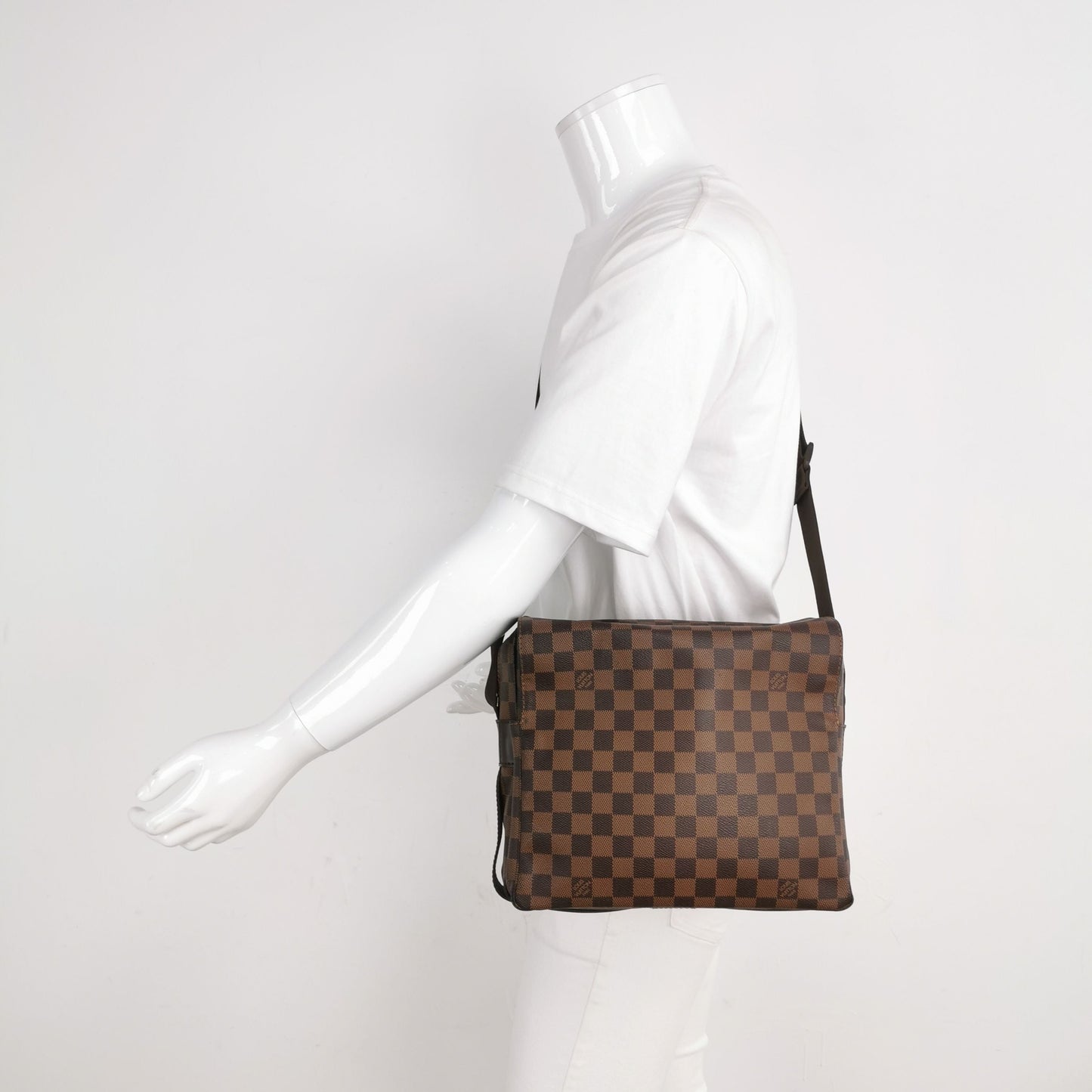 Preloved GLM-Naviglio Leather Checkered Flap Messenger Crossbody Bag 250409781140669