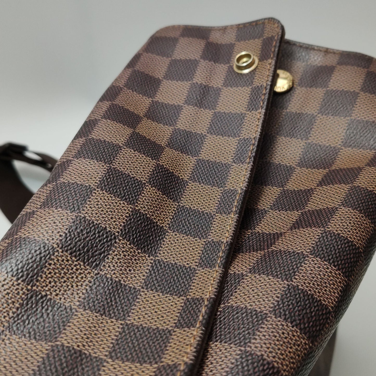 Preloved GLM-Naviglio Leather Checkered Flap Messenger Crossbody Bag 250409781140669