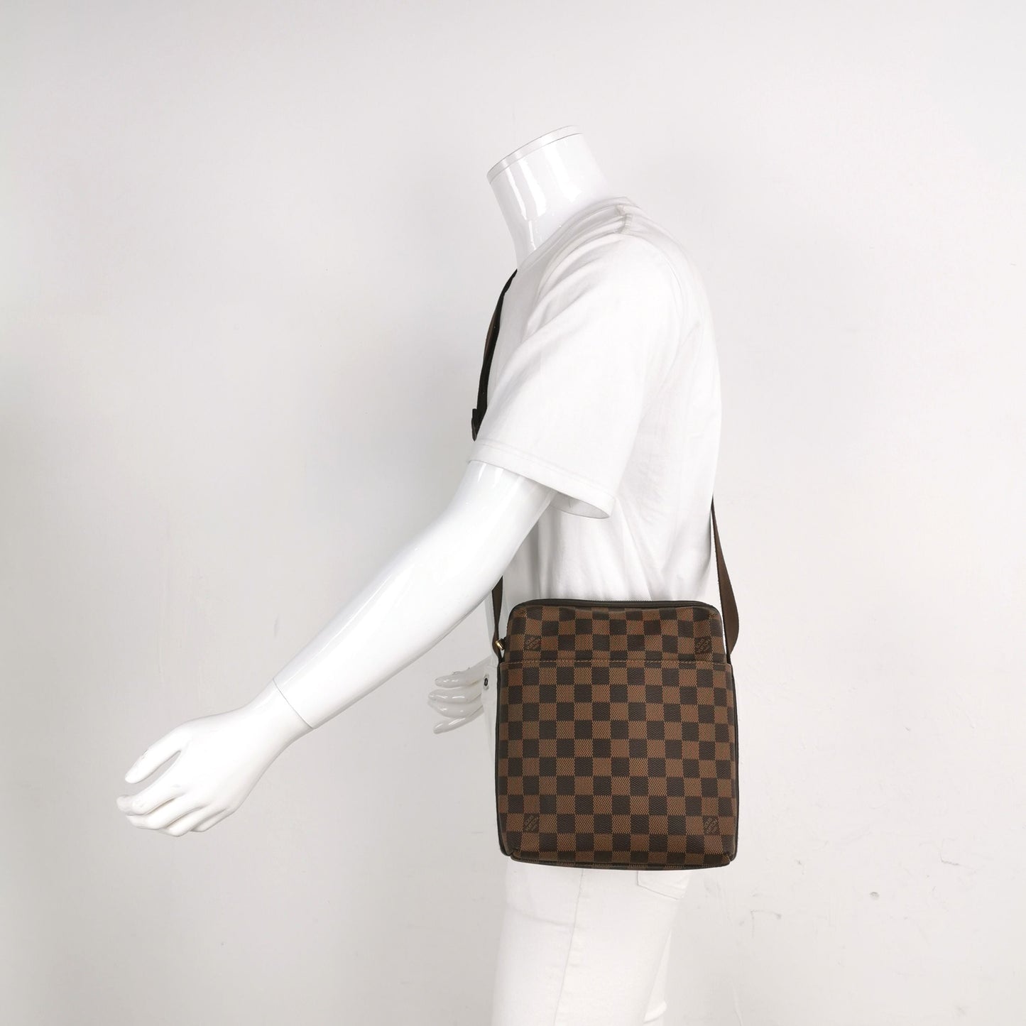 Preloved GLM-Olav Leather Checkerboard Messenger Bag 250407781138193
