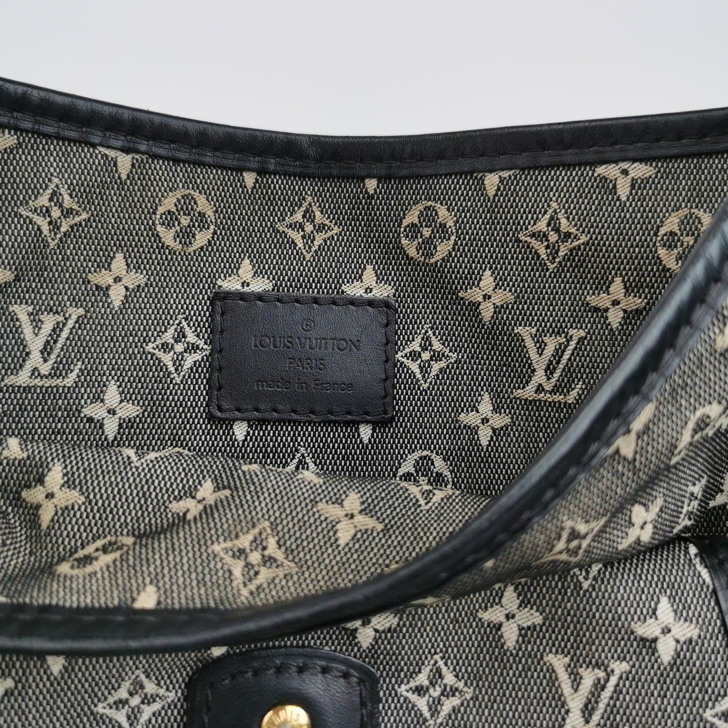 Preloved GLM-Besace Mary Kate Leather Canvas Crossbody Bag 250408781140156