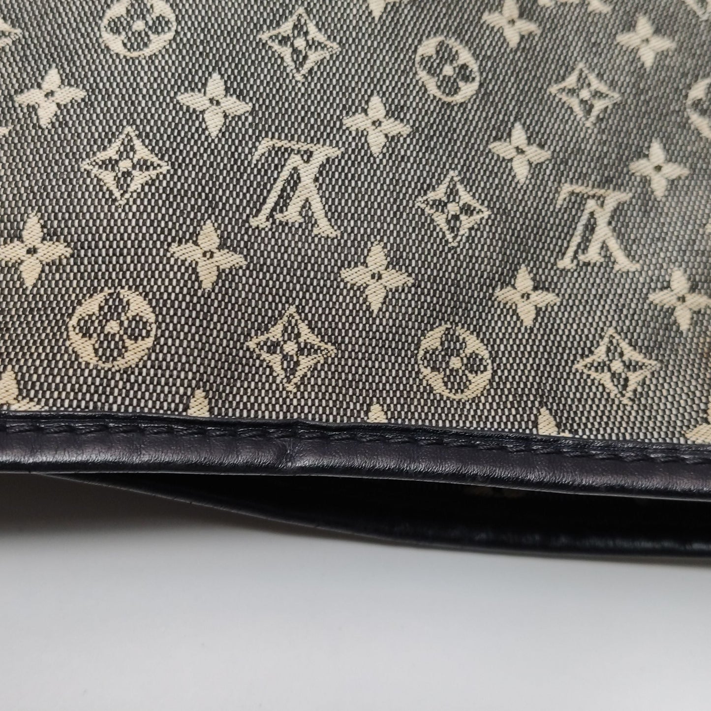 Preloved GLM-Besace Mary Kate Leather Canvas Crossbody Bag 250408781140156