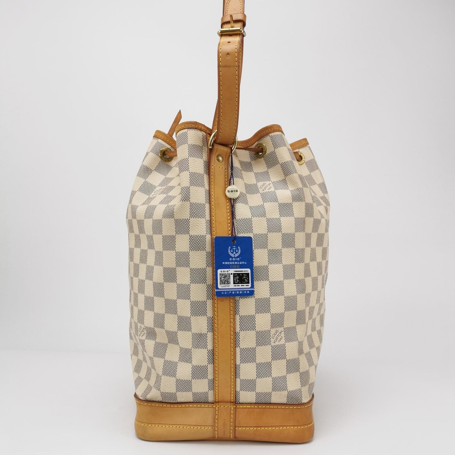 Preloved GLM-NOE Large Checkered Drawstring Shoulder Bag 250403781133759