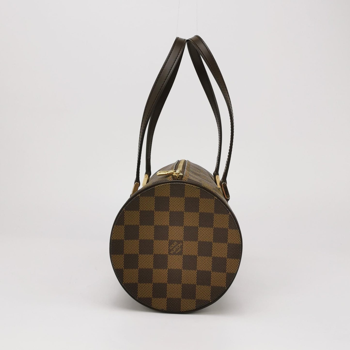 Preloved GLM-Papillon Large Checkerboard Round Barrel Bag 250401781130227