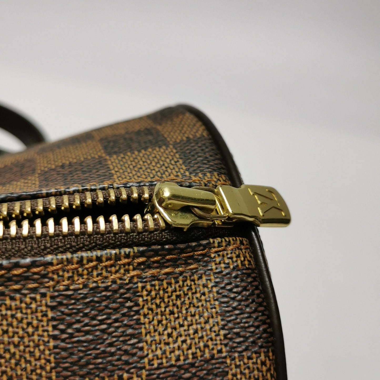Preloved GLM-Papillon Large Checkerboard Round Barrel Bag 250401781130227