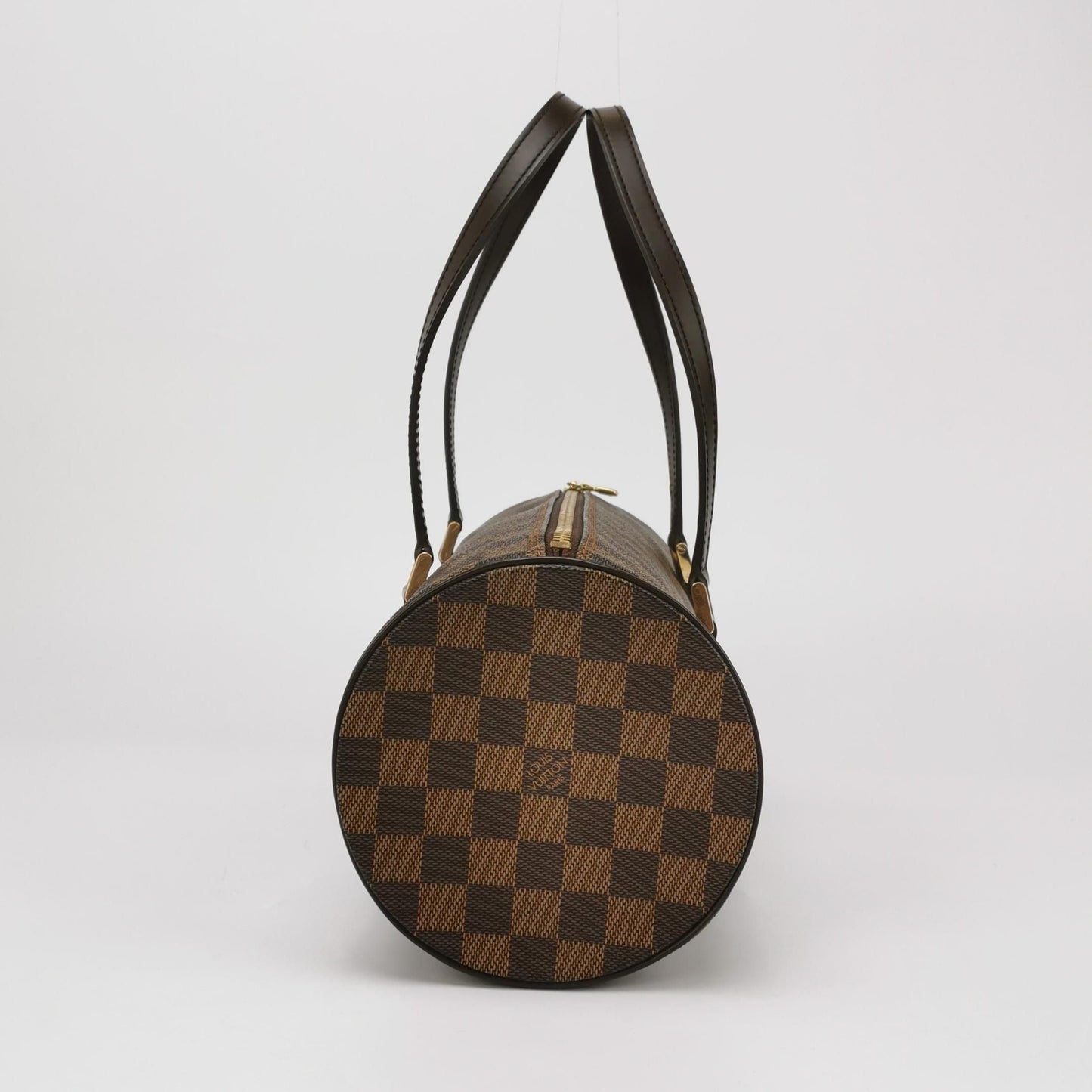 Preloved GLM-Papillon Large Checkerboard Round Barrel Bag 250401781130227