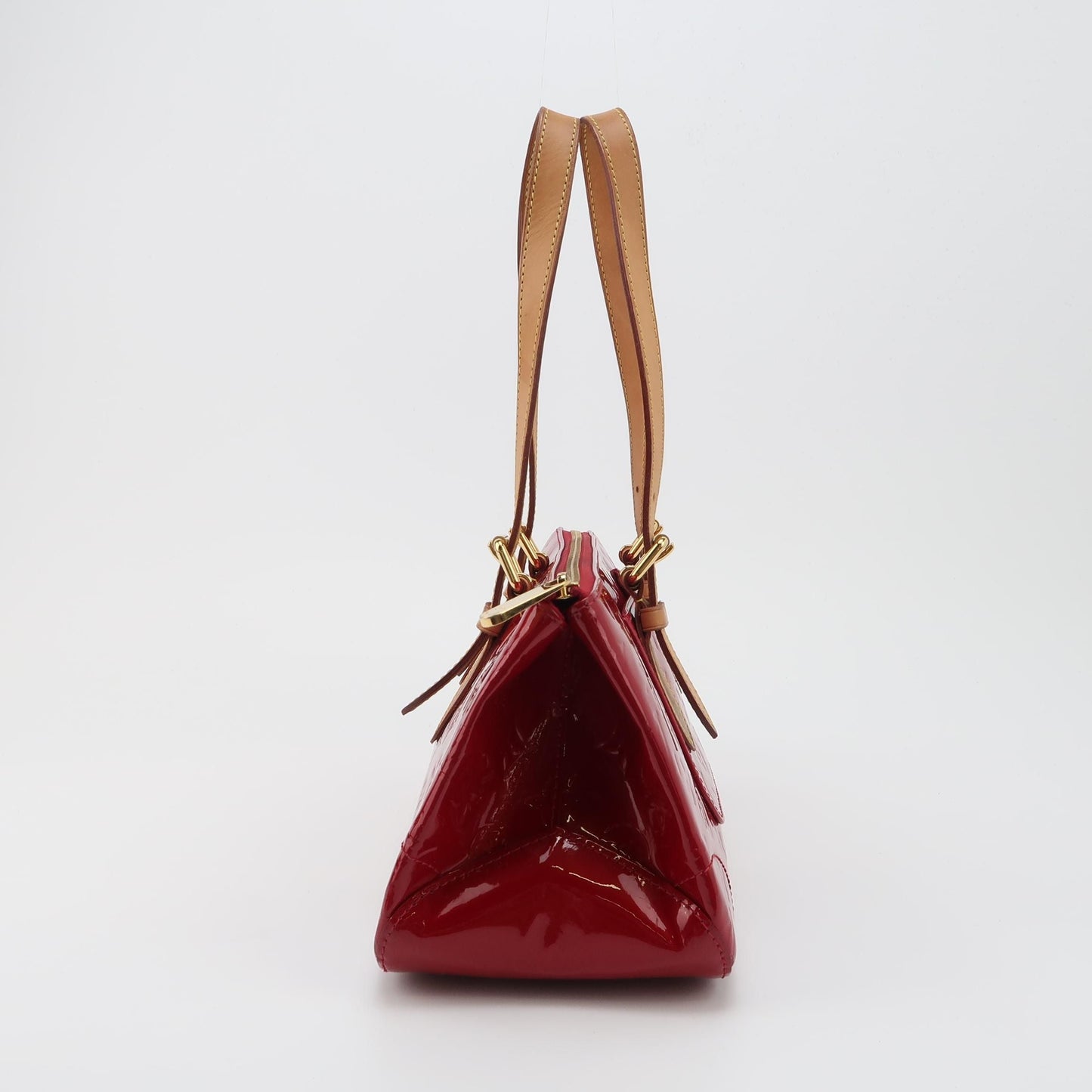 Preloved GLM-Rosewood Patent Leather and Vegetable-Tanned Monogram Embossed Triangle Shoulder Bag 250330781127737