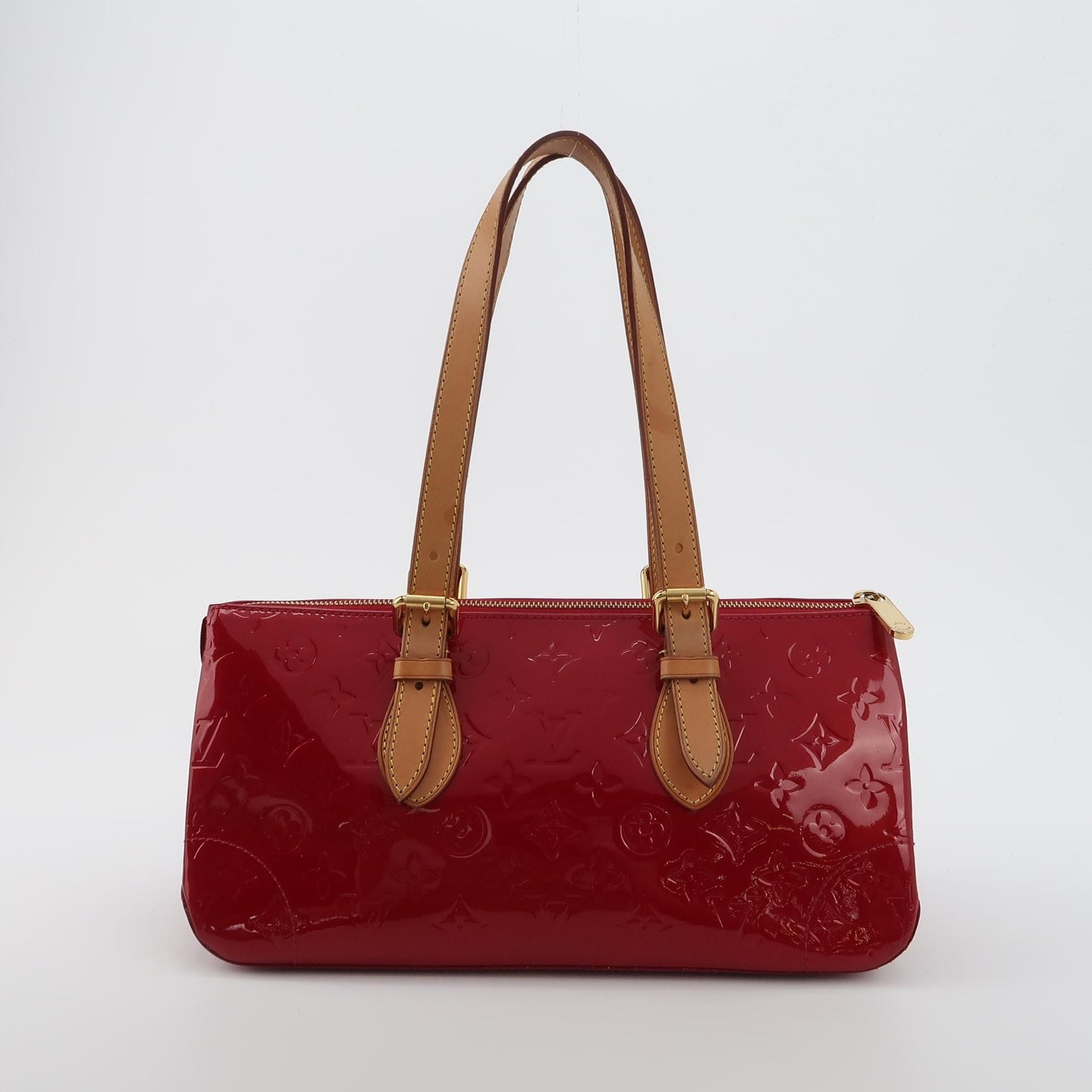 Preloved GLM-Rosewood Patent Leather and Vegetable-Tanned Monogram Embossed Triangle Shoulder Bag 250330781127737