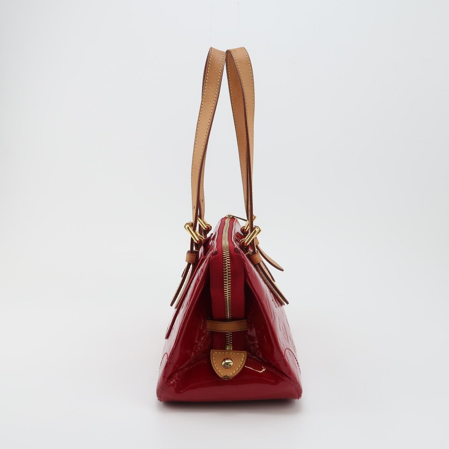 Preloved GLM-Rosewood Patent Leather and Vegetable-Tanned Monogram Embossed Triangle Shoulder Bag 250330781127737