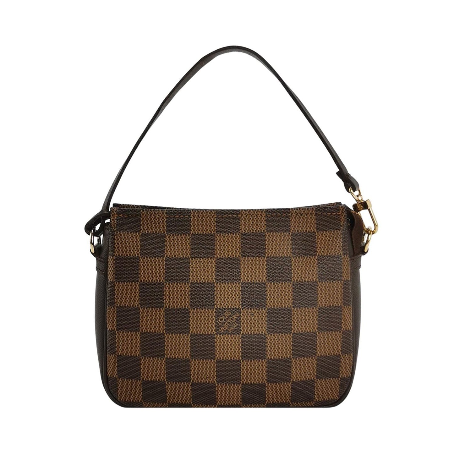 Preloved GLM-Trousse Makeup Leather Checkered Zip  Hobo Handbag 250330781126998