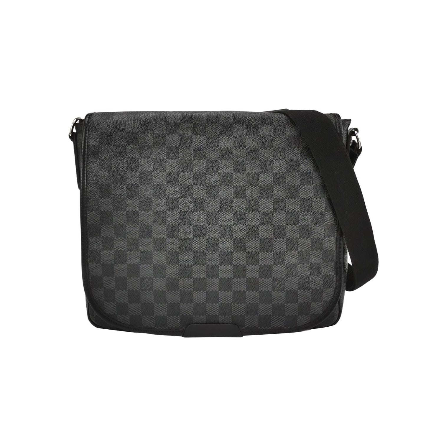 Preloved GLM-Leather Checkerboard Flap Messenger Bag 250328781125096
