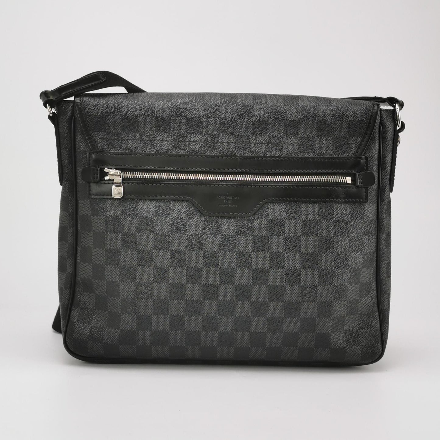 Preloved GLM-Leather Checkerboard Flap Messenger Bag 250328781125096