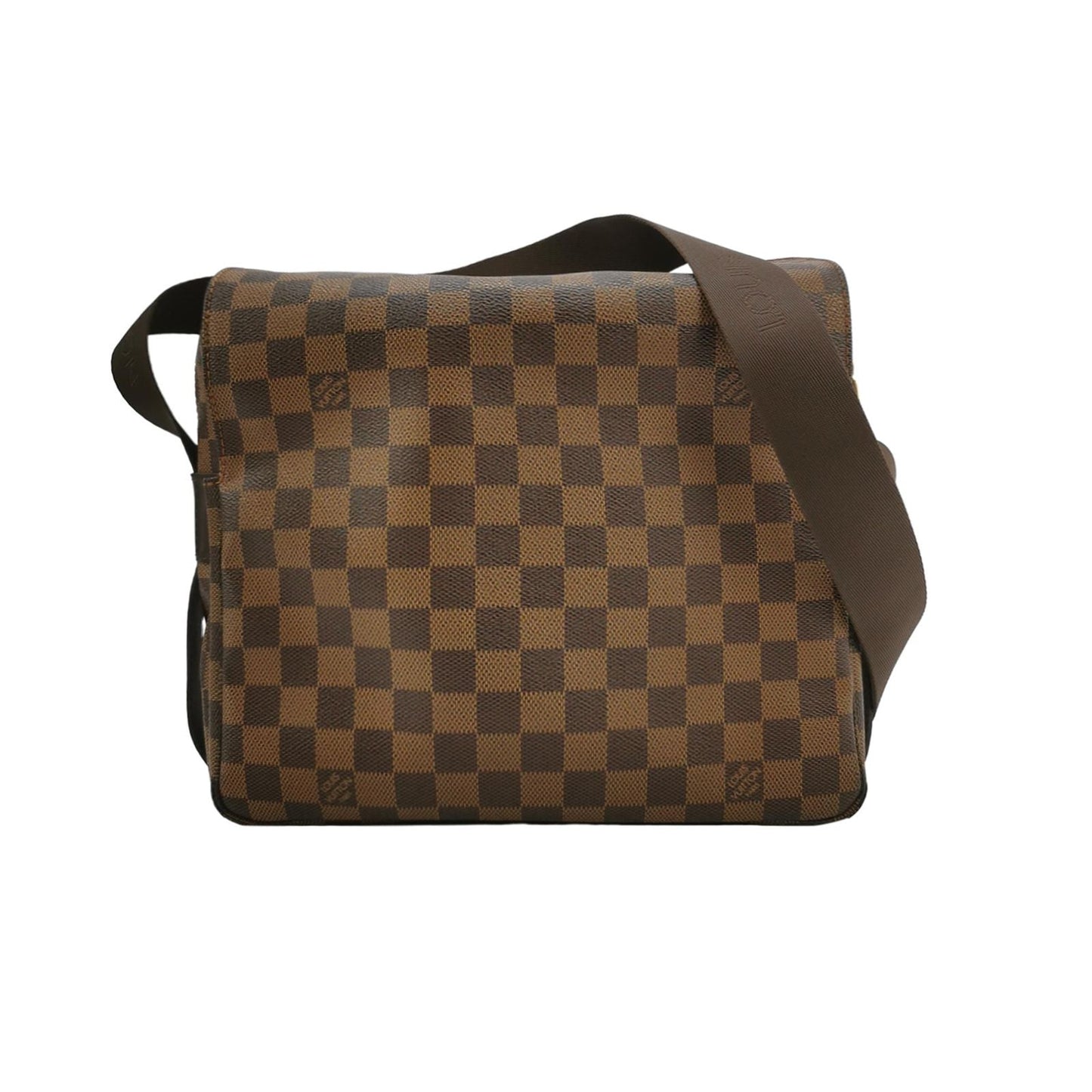 Preloved GLM-Naviglio Leather Checkered Flap Messenger Crossbody Bag 250326781122316