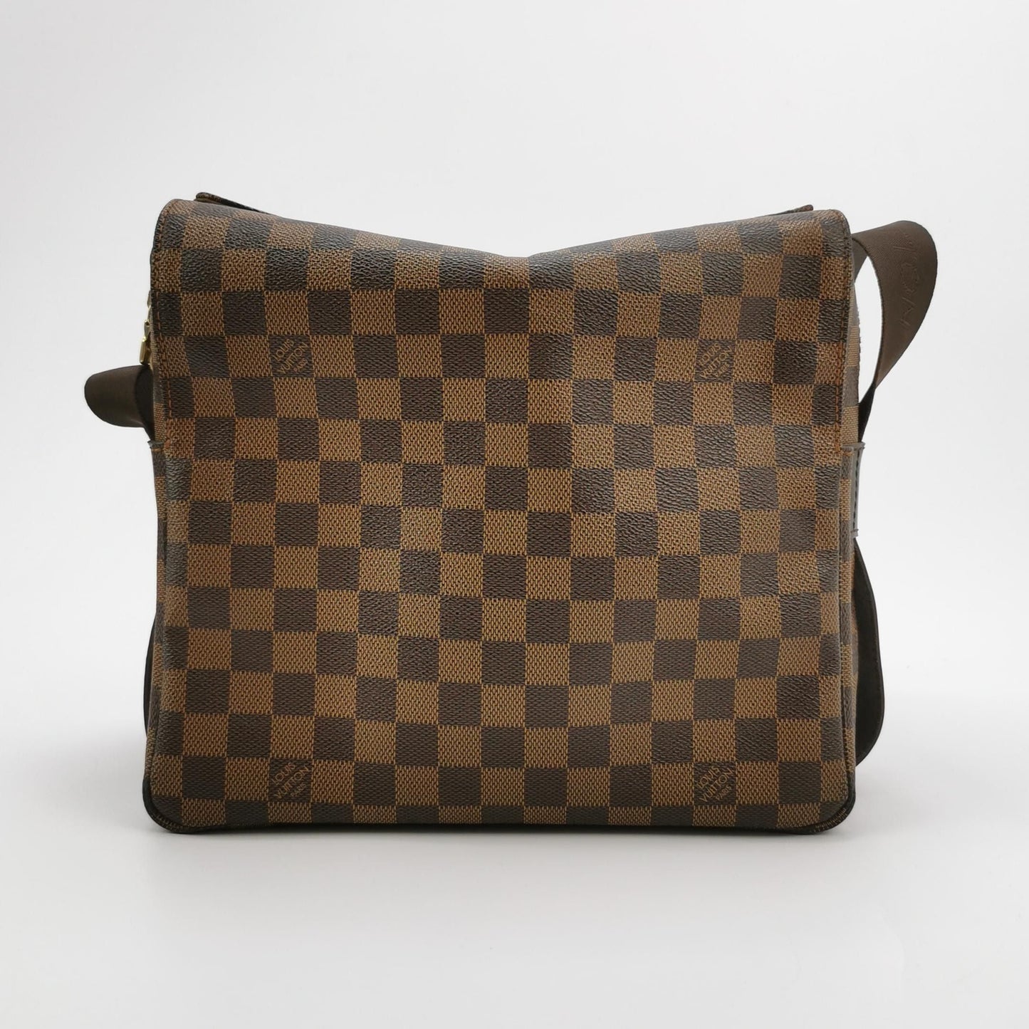 Preloved GLM-Naviglio Leather Checkered Flap Messenger Crossbody Bag 250326781122316