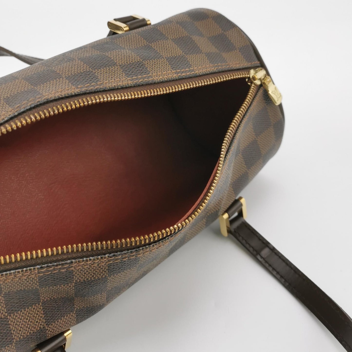 Preloved GLM-Papillon Medium Checkerboard Round Barrel Handbag 250325781120492