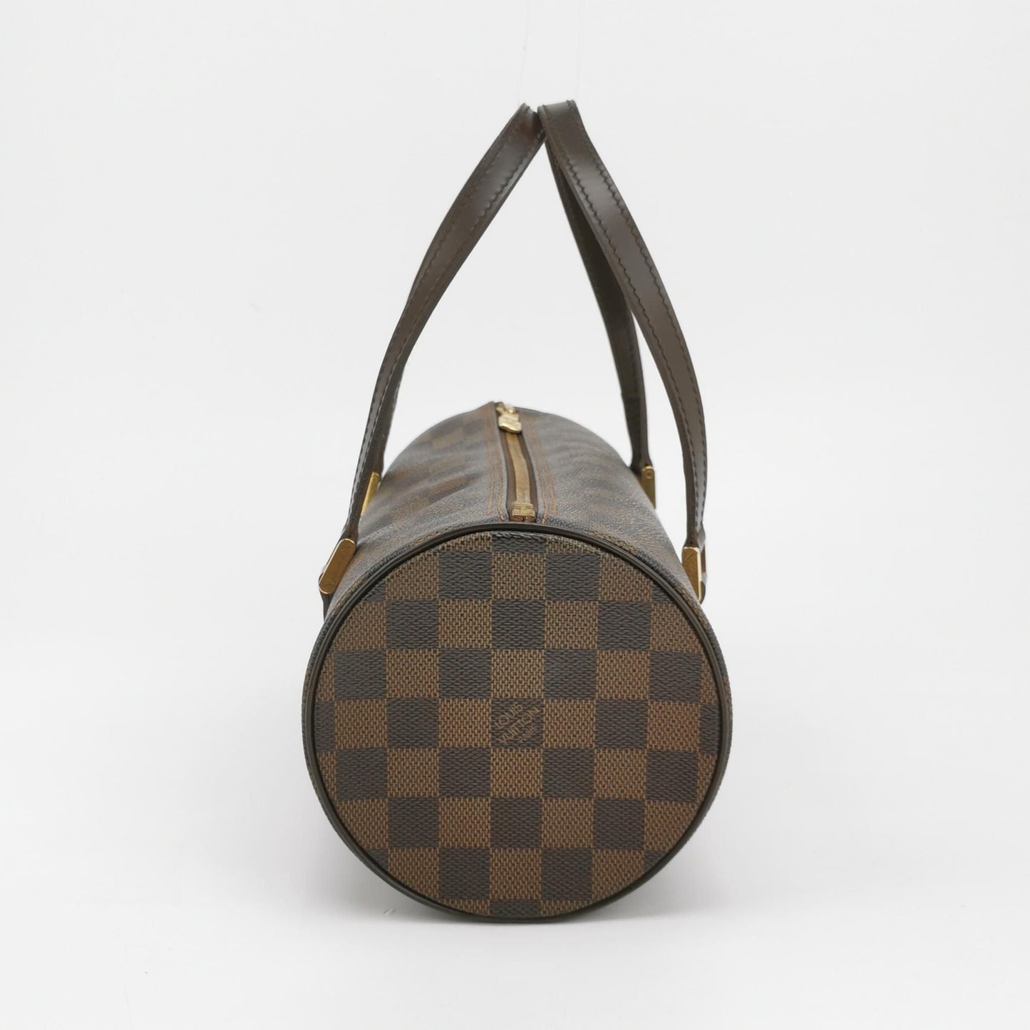 Preloved GLM-Papillon Medium Checkerboard Round Barrel Handbag 250325781120492