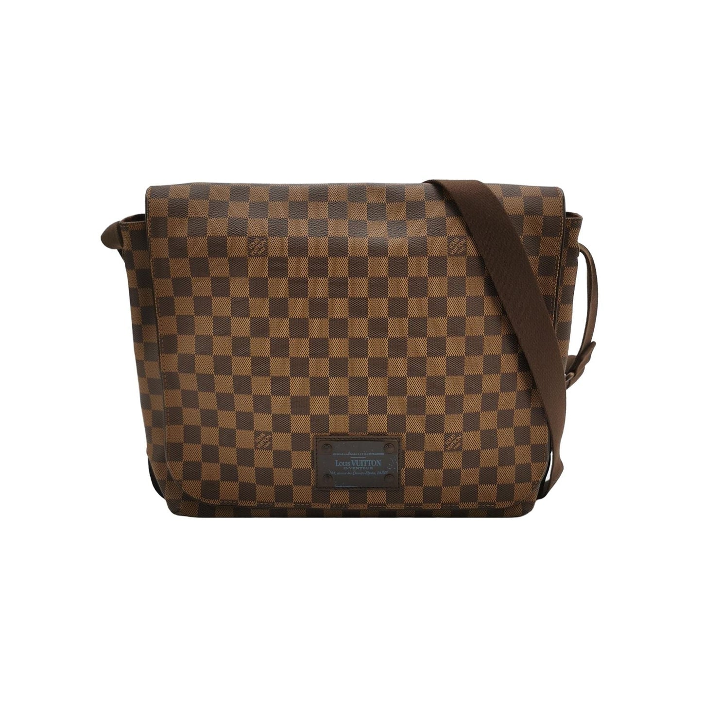 Preloved GLM-Brooklyn Leather Checkerboard Logo Messenger Crossbody Bag 250324781118110