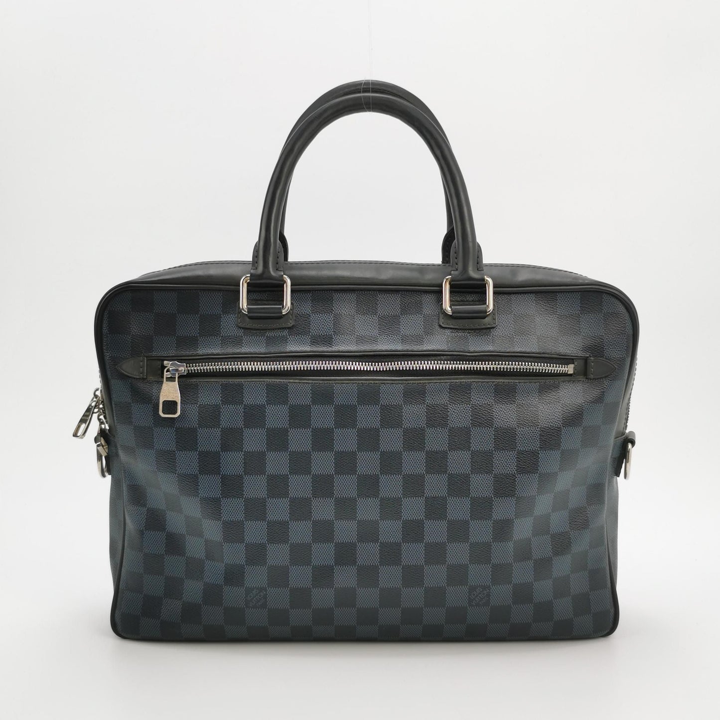 Preloved GLM-Porte Documents Leather Checkerboard Logo Briefcase Handbag 250322781115994